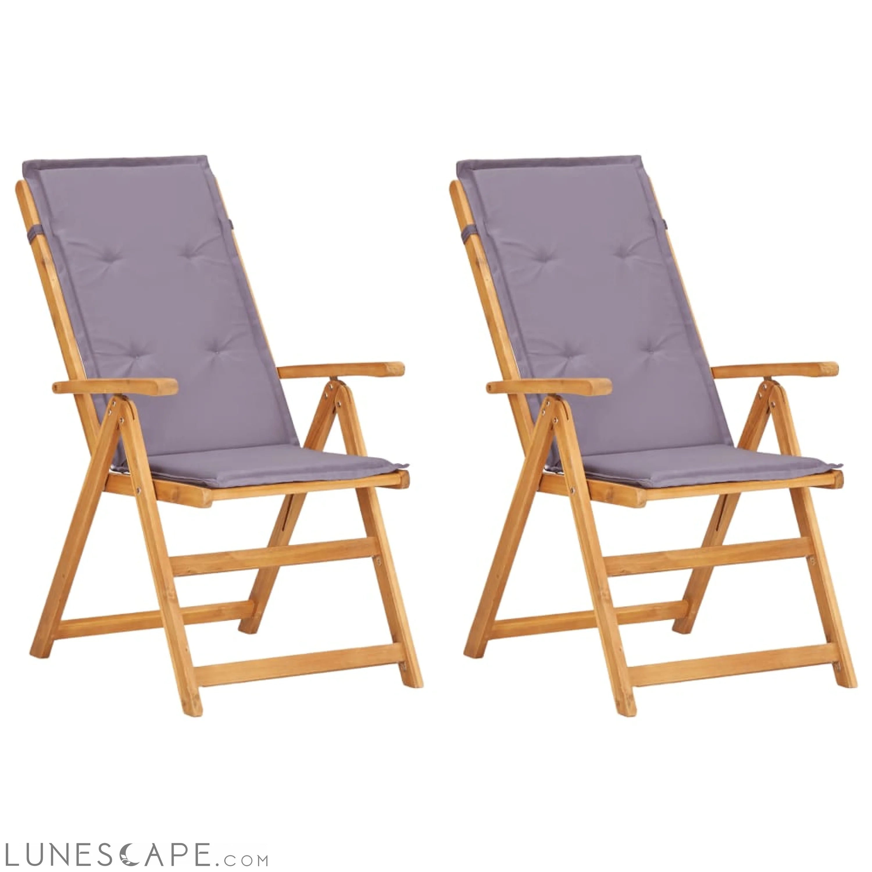 Reclining Garden Chairs 2 pcs Brown Solid Acacia Wood LUNESCAPE