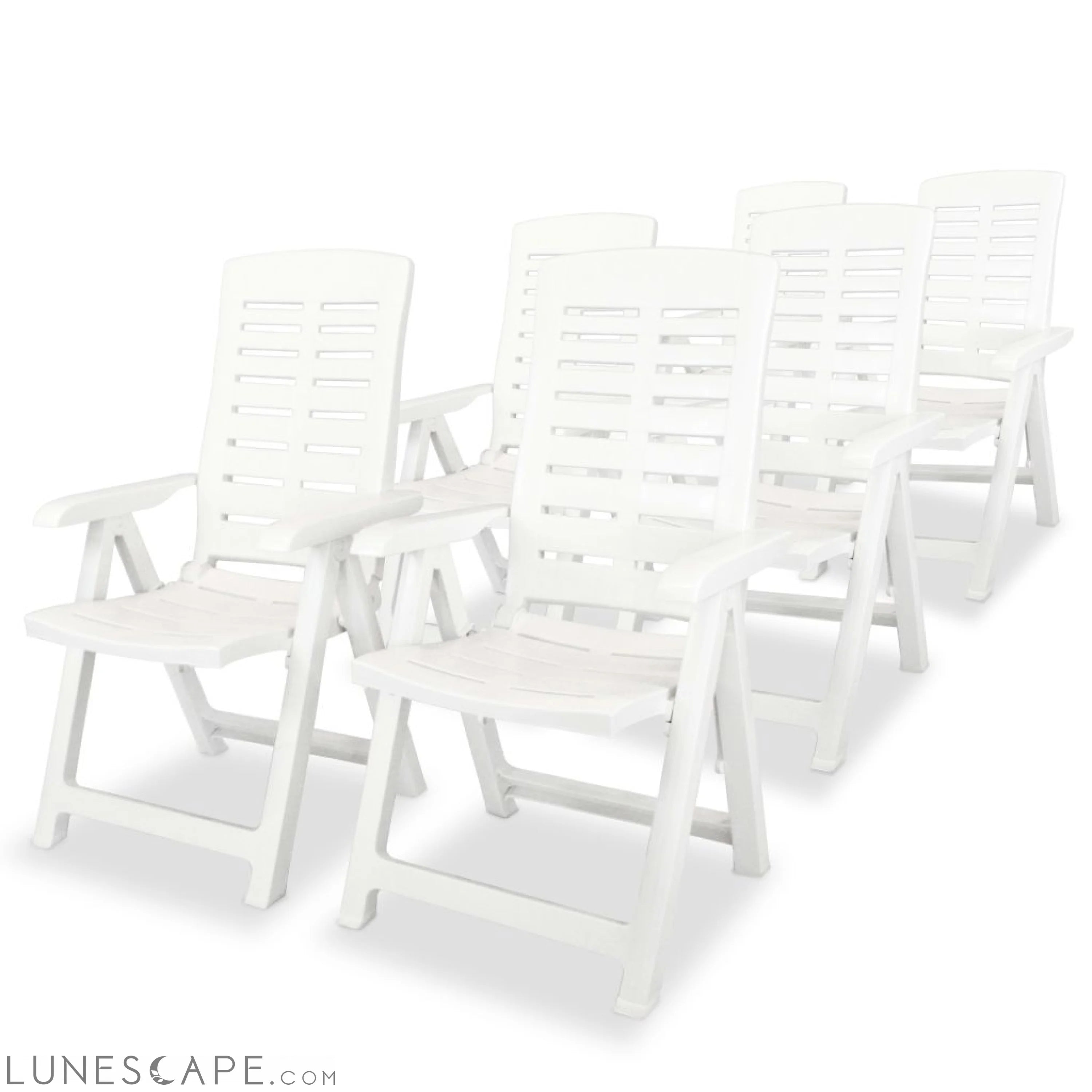 Reclining Garden Chairs 2 pcs Plastic White LUNESCAPE