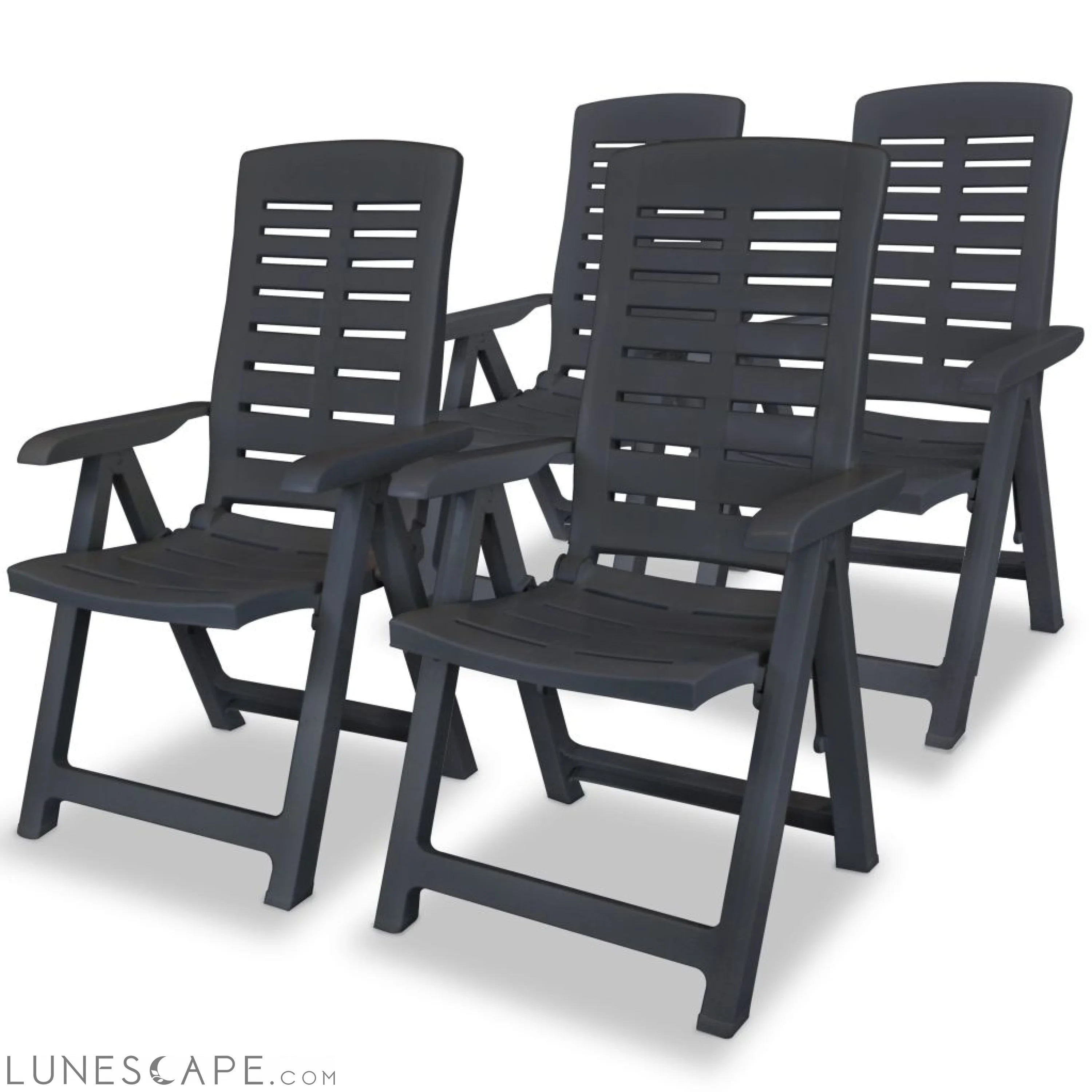 Reclining Garden Chairs 2 pcs Plastic White LUNESCAPE