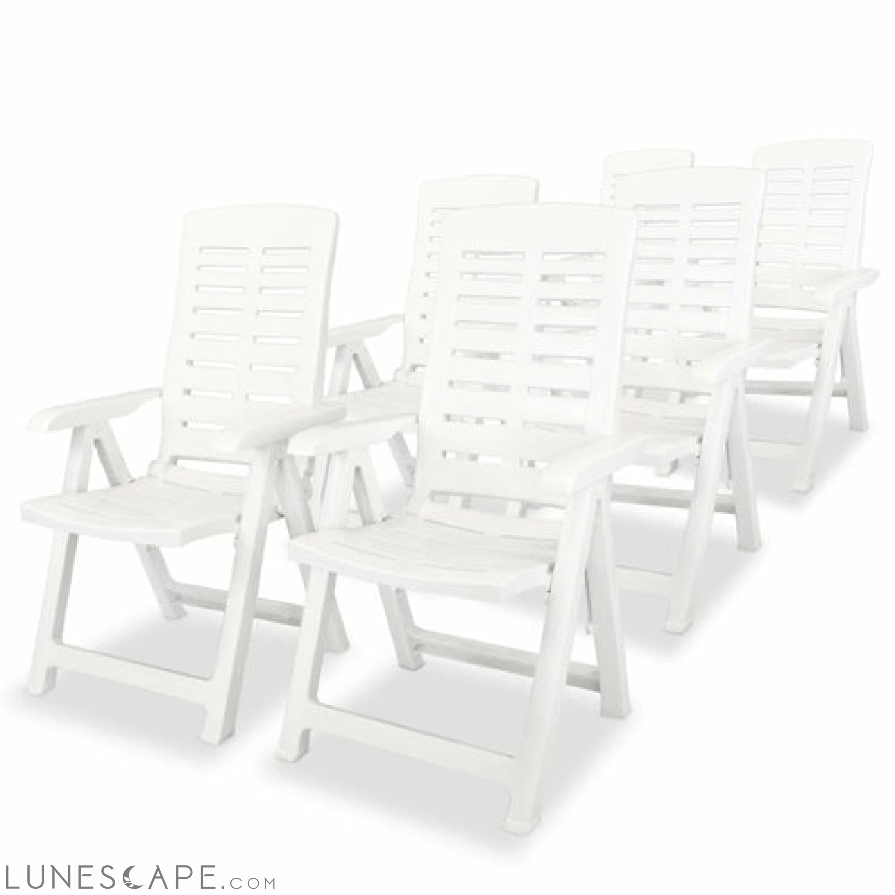 Reclining Garden Chairs 2 pcs Plastic White LUNESCAPE