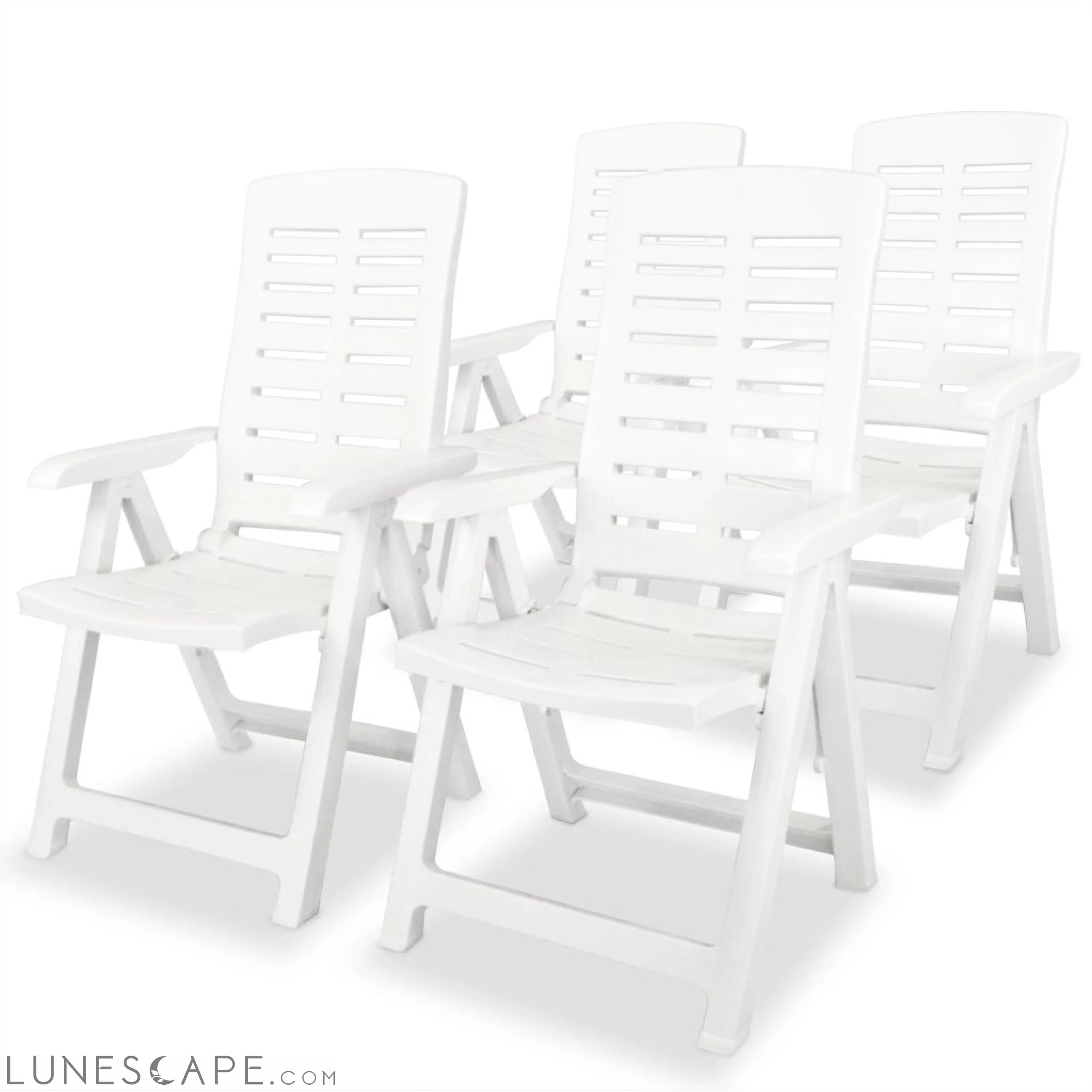 Reclining Garden Chairs 2 pcs Plastic White LUNESCAPE