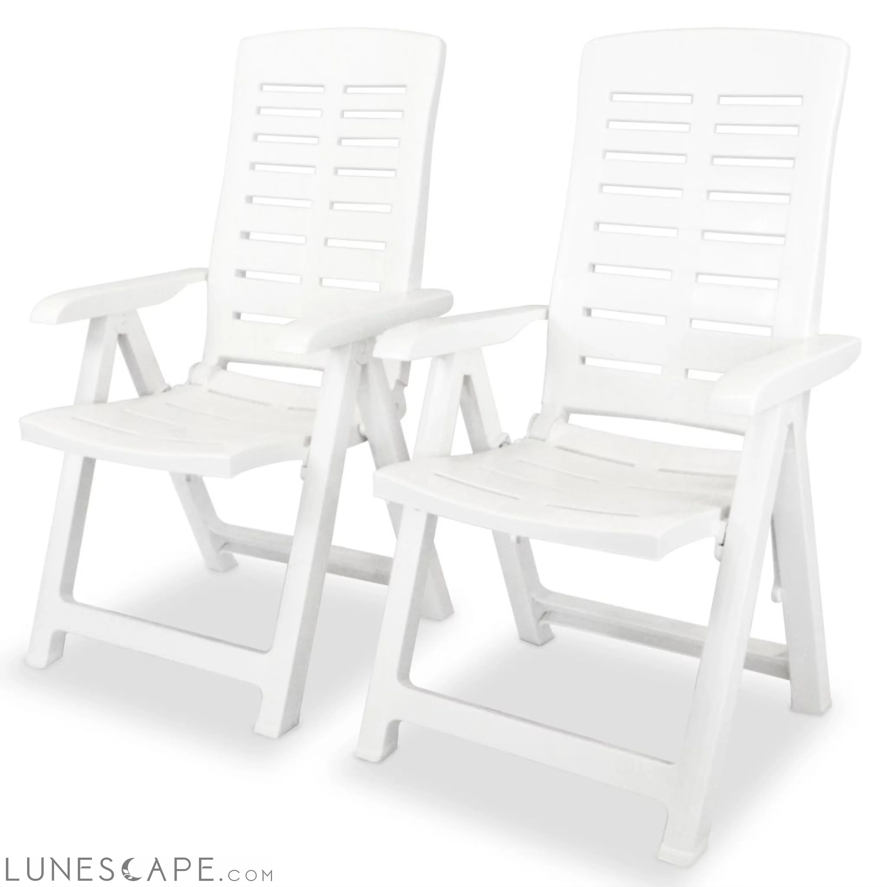 Reclining Garden Chairs 2 pcs Plastic White LUNESCAPE