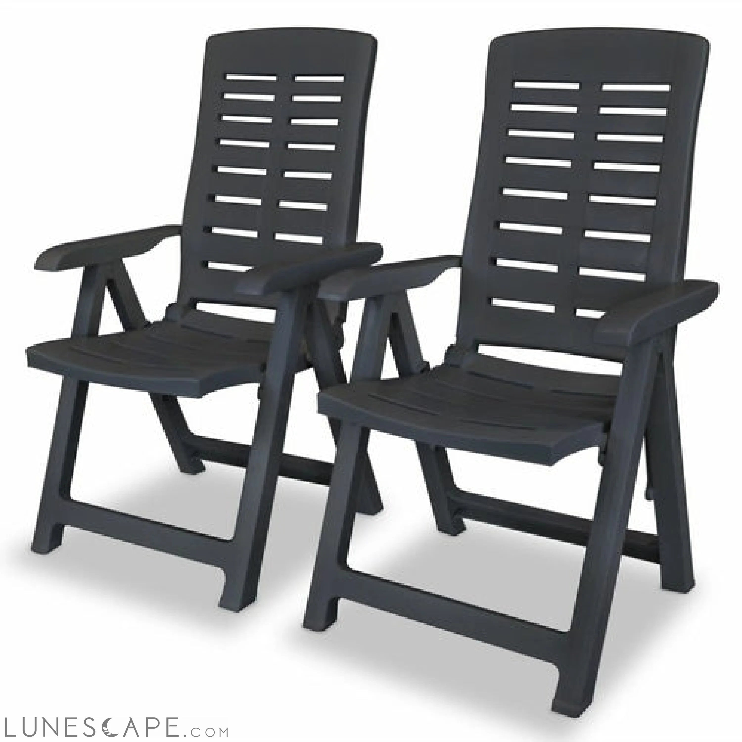 Reclining Garden Chairs 2 pcs Plastic White LUNESCAPE