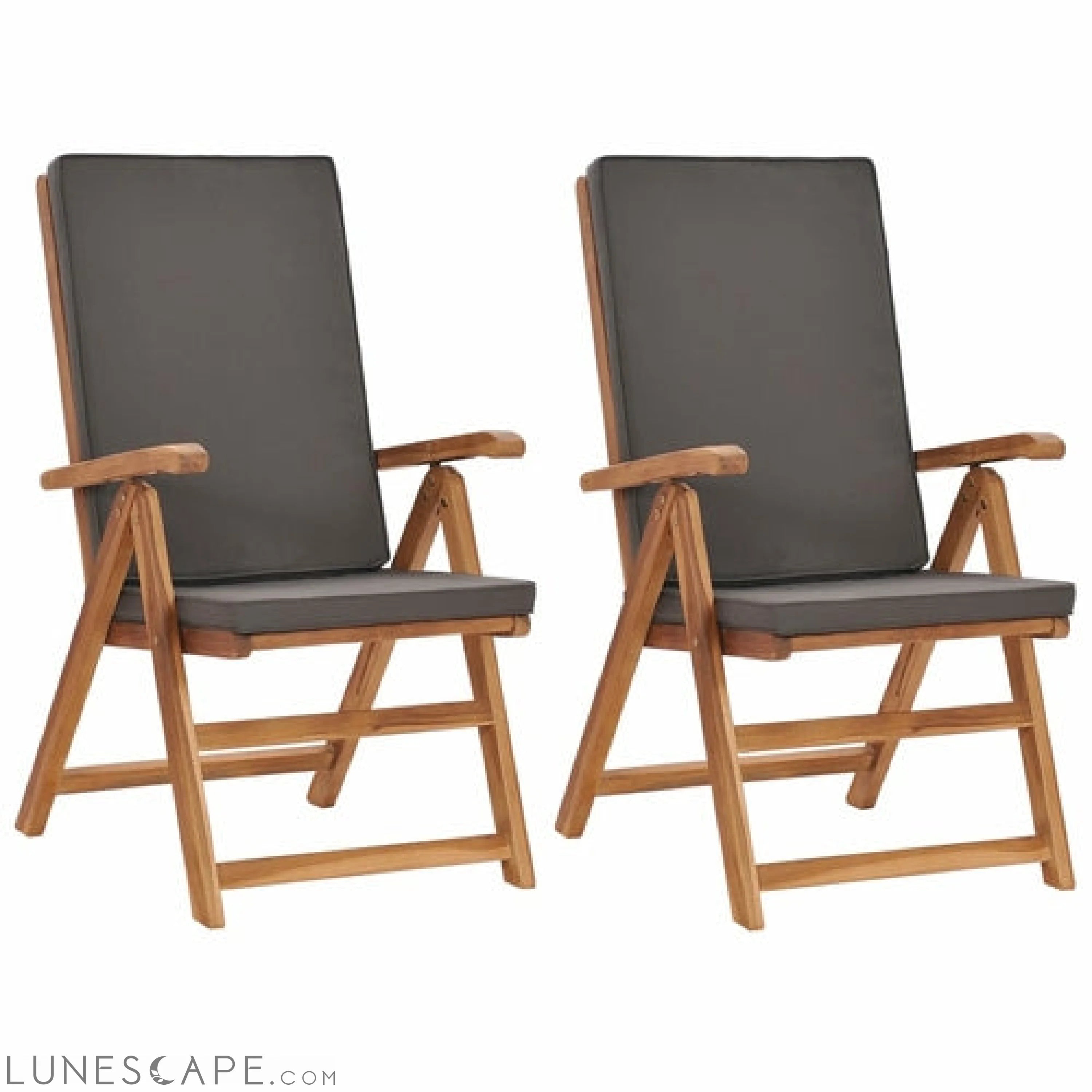 Reclining Garden Chairs with Cushions 2 pcs Solid Teak Wood Gray LUNESCAPE