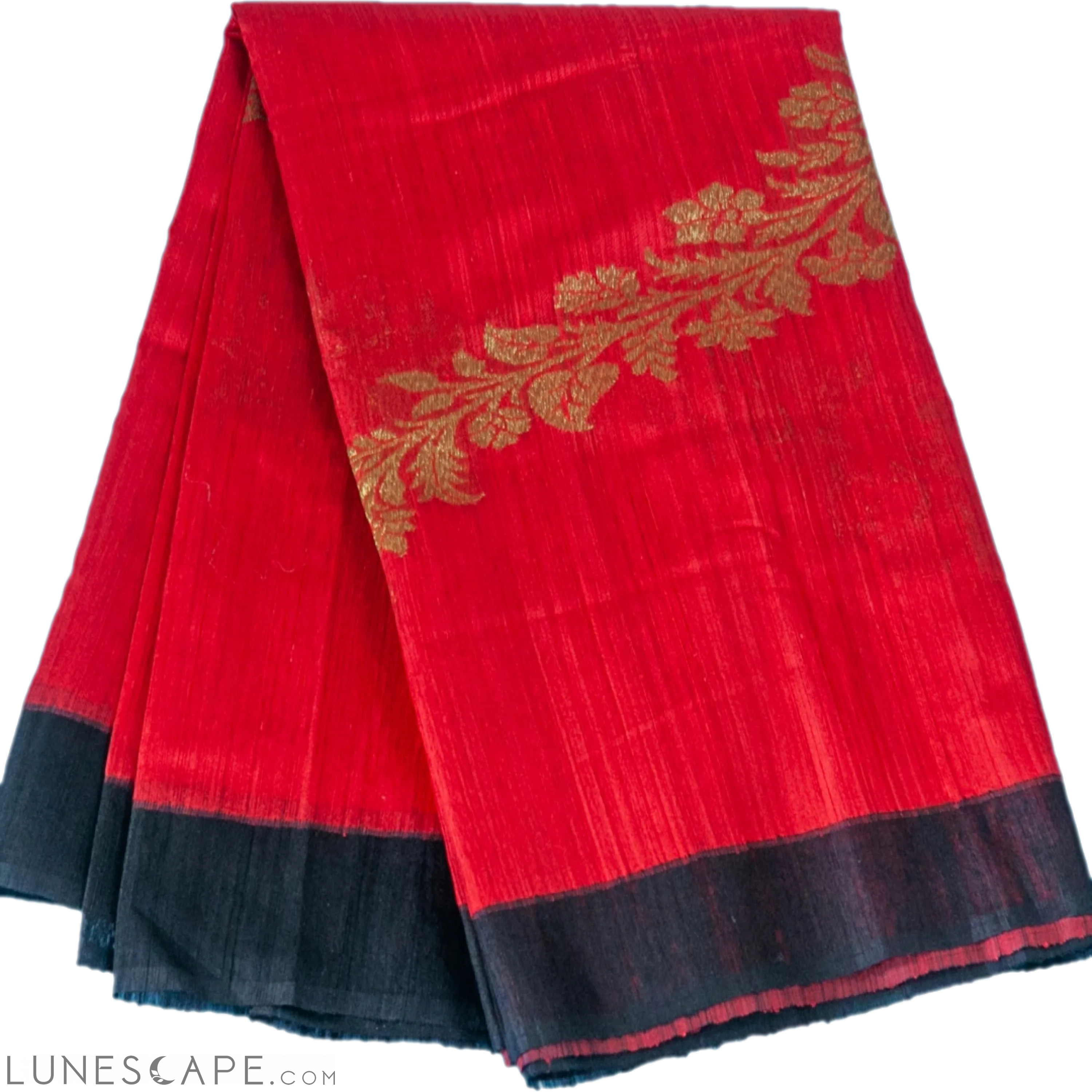 Red and Black Handloom Benarasi Silk Saree LUNESCAPE