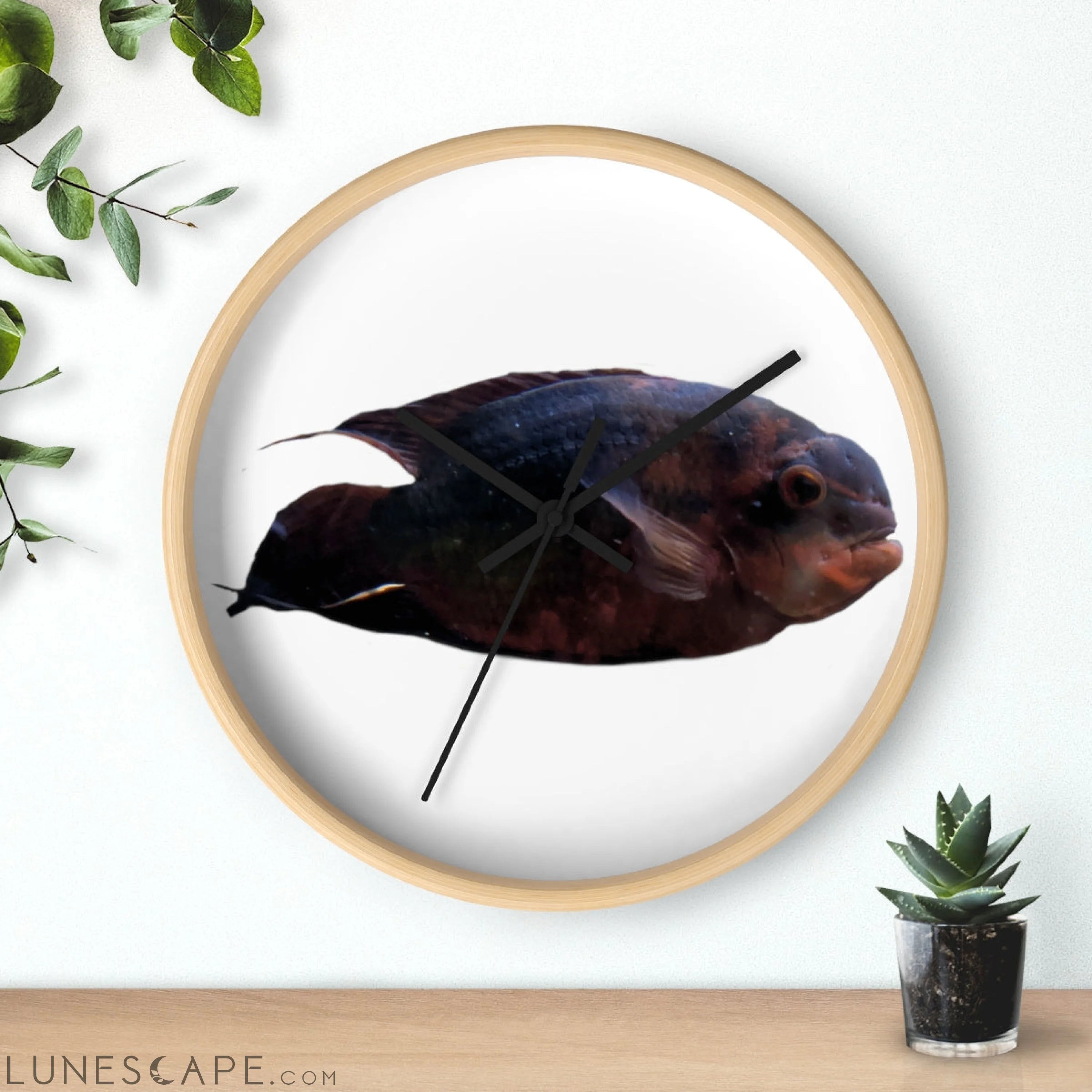 Red Black Fish Wall clock LUNESCAPE