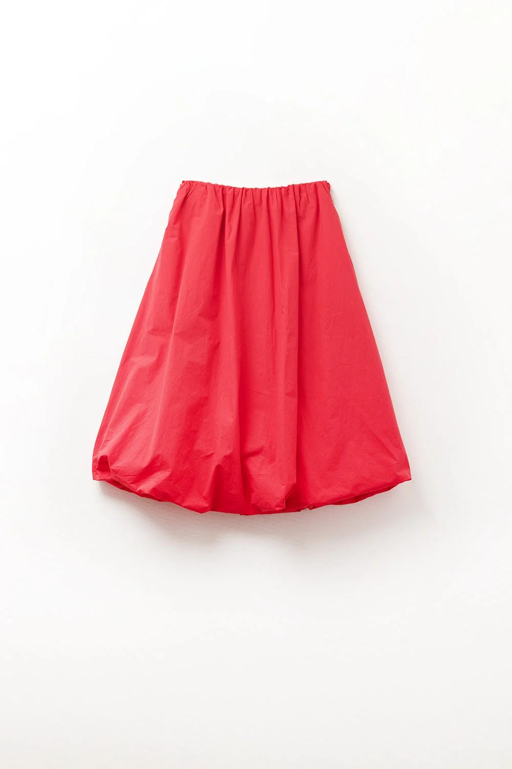 Red Midi Bubble Skirt in Poplin Fabric LUNESCAPE