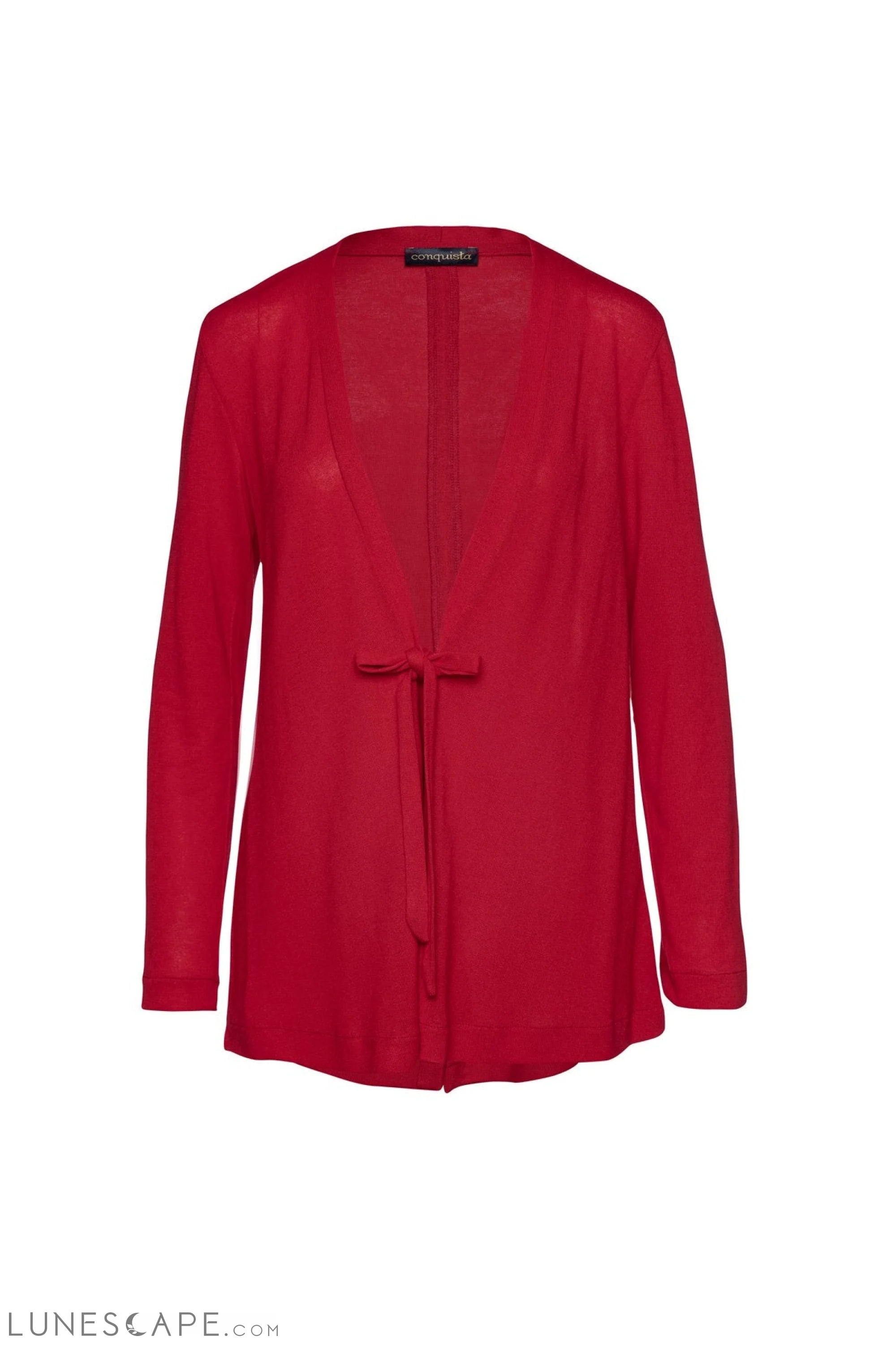 Red Open Front Linen Cardigan LUNESCAPE