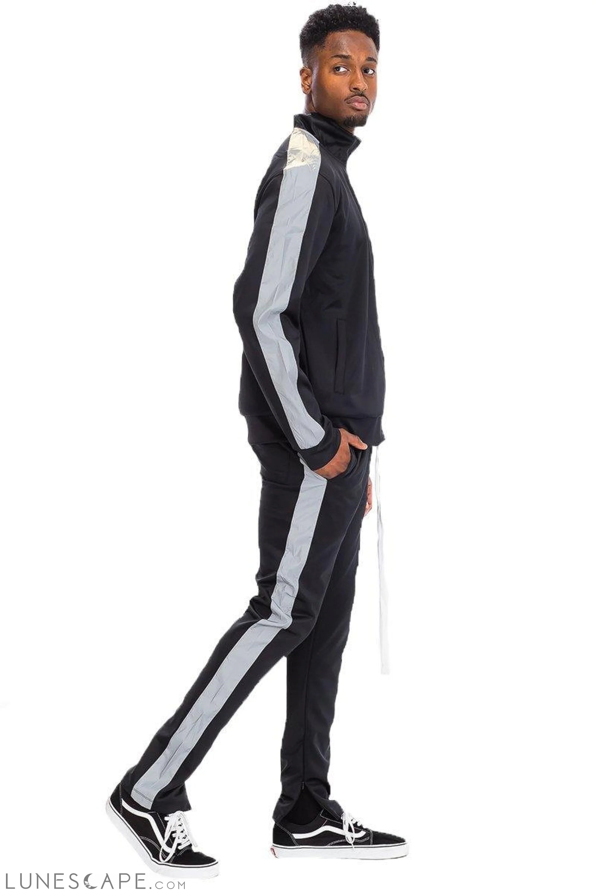 REFLECTIVE SINGLE STRIPE TRACK SET - Black LUNESCAPE