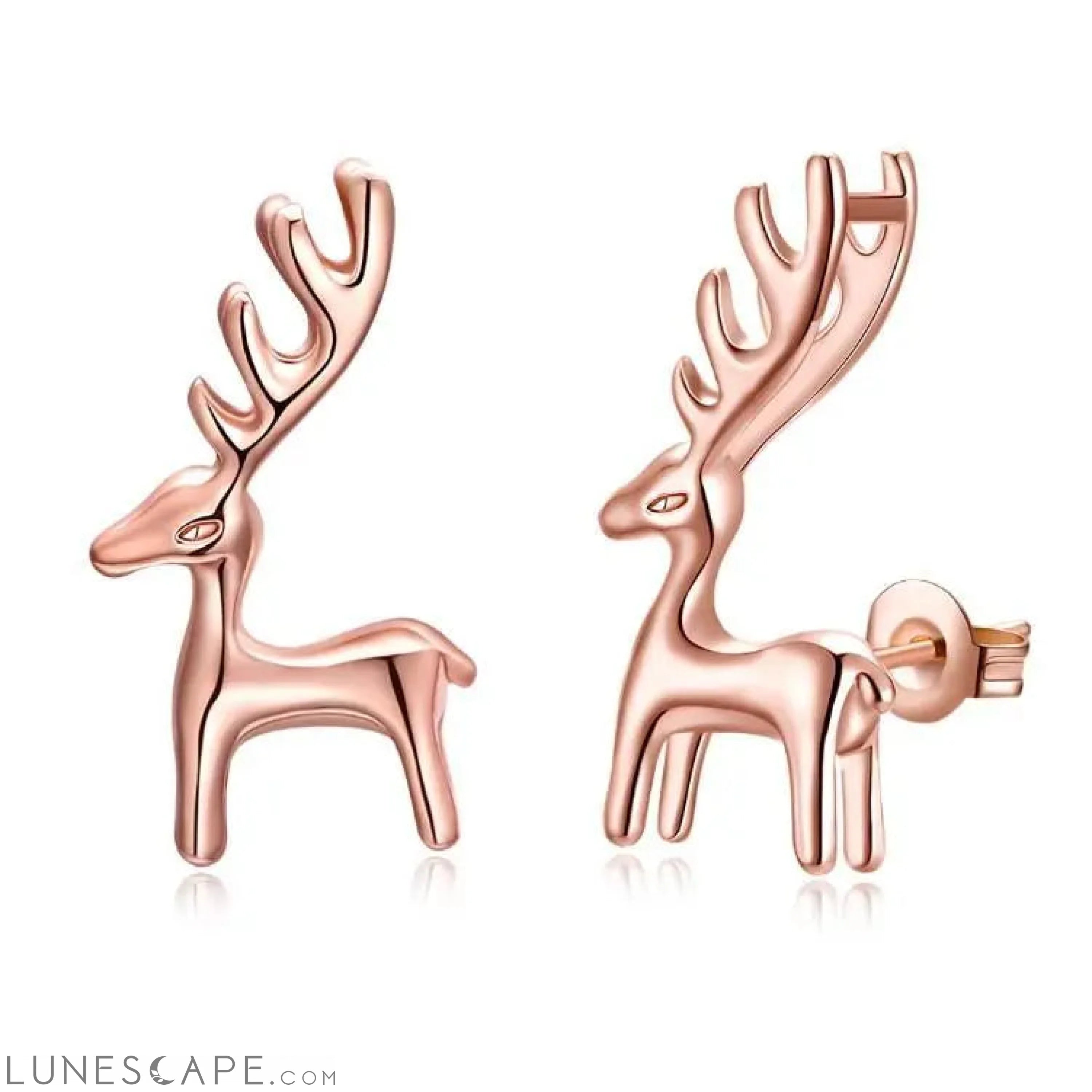 Reindeer Studs - 18K White Gold Plated LUNESCAPE