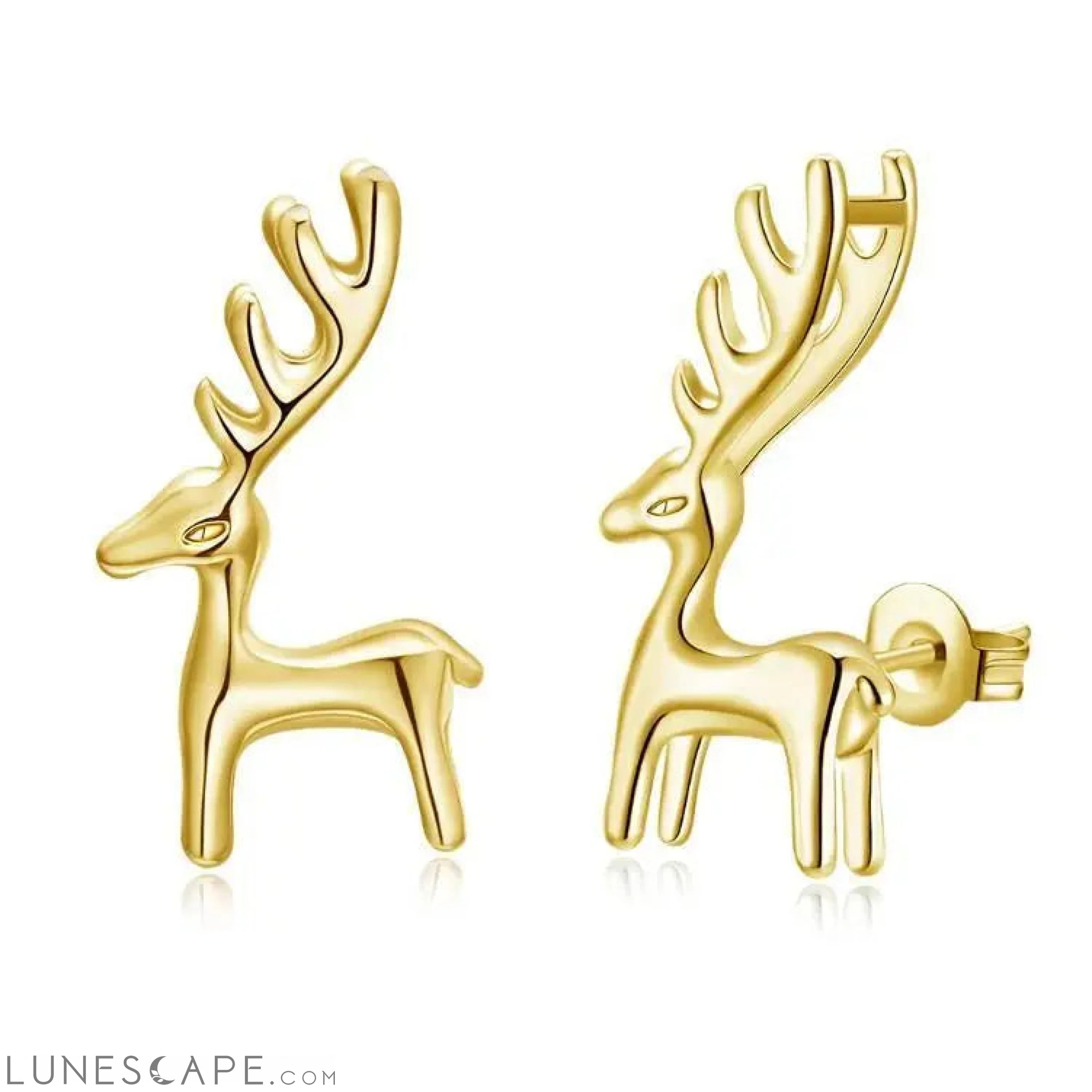 Reindeer Studs - 18K White Gold Plated LUNESCAPE