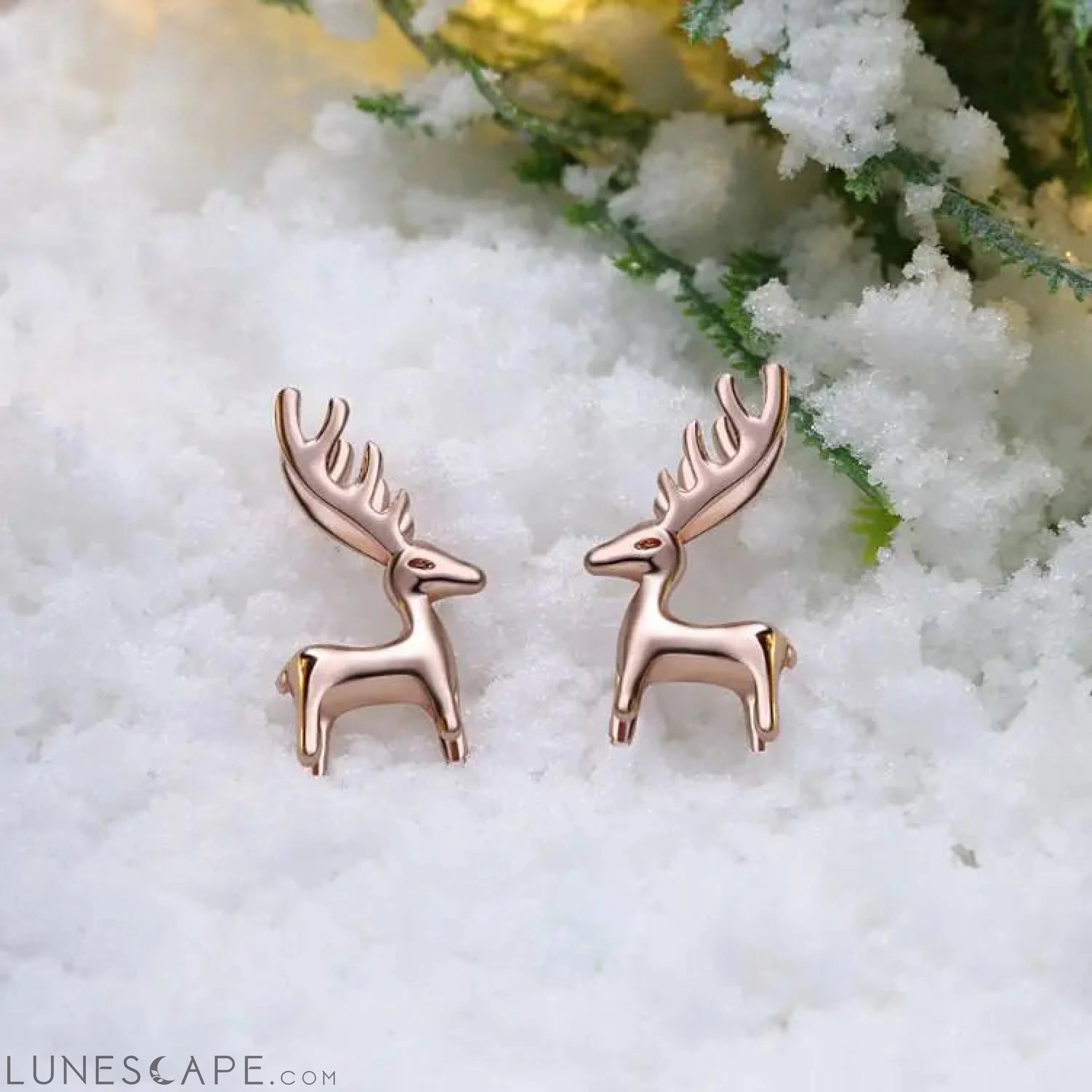 Reindeer Studs - 18K White Gold Plated LUNESCAPE