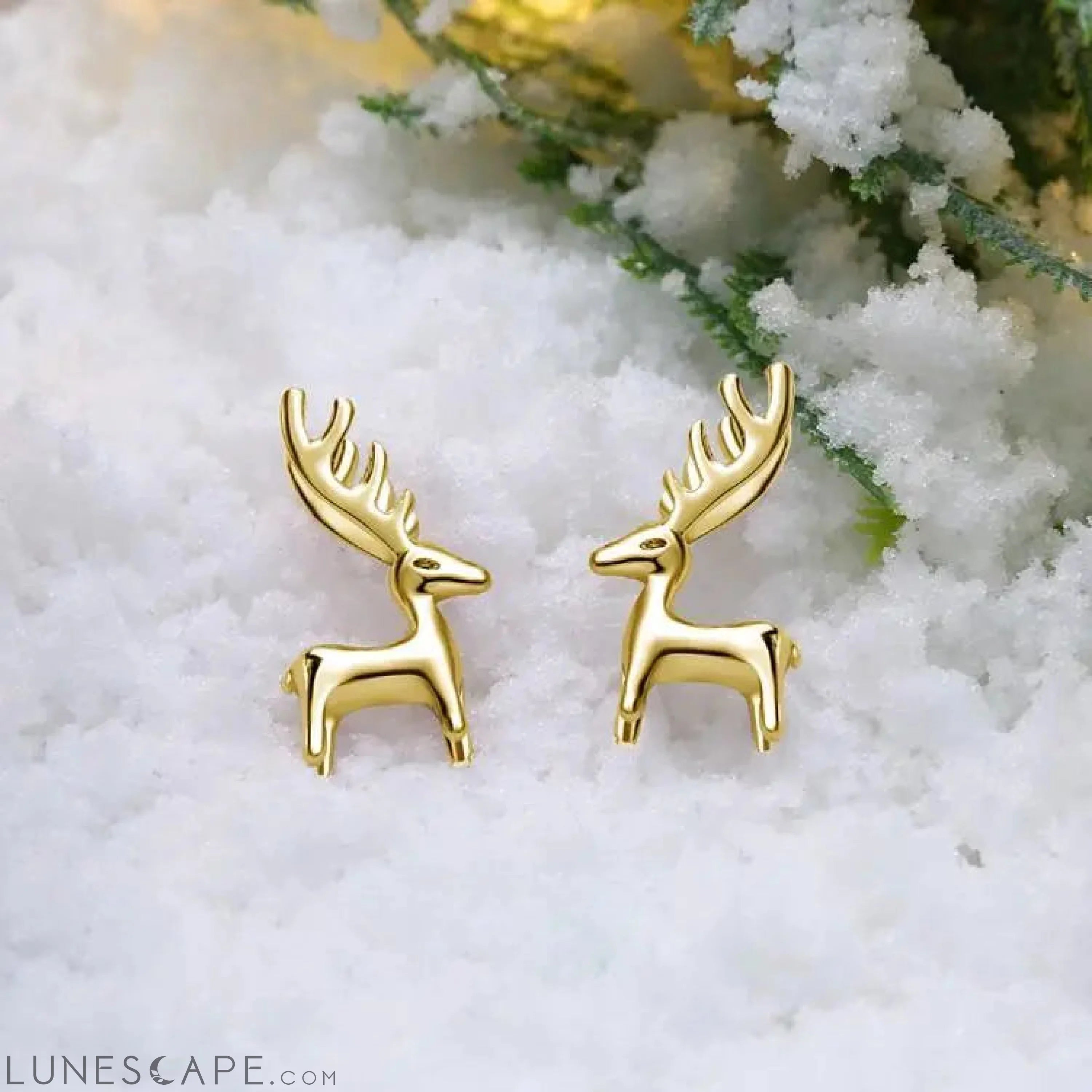 Reindeer Studs - 18K White Gold Plated LUNESCAPE