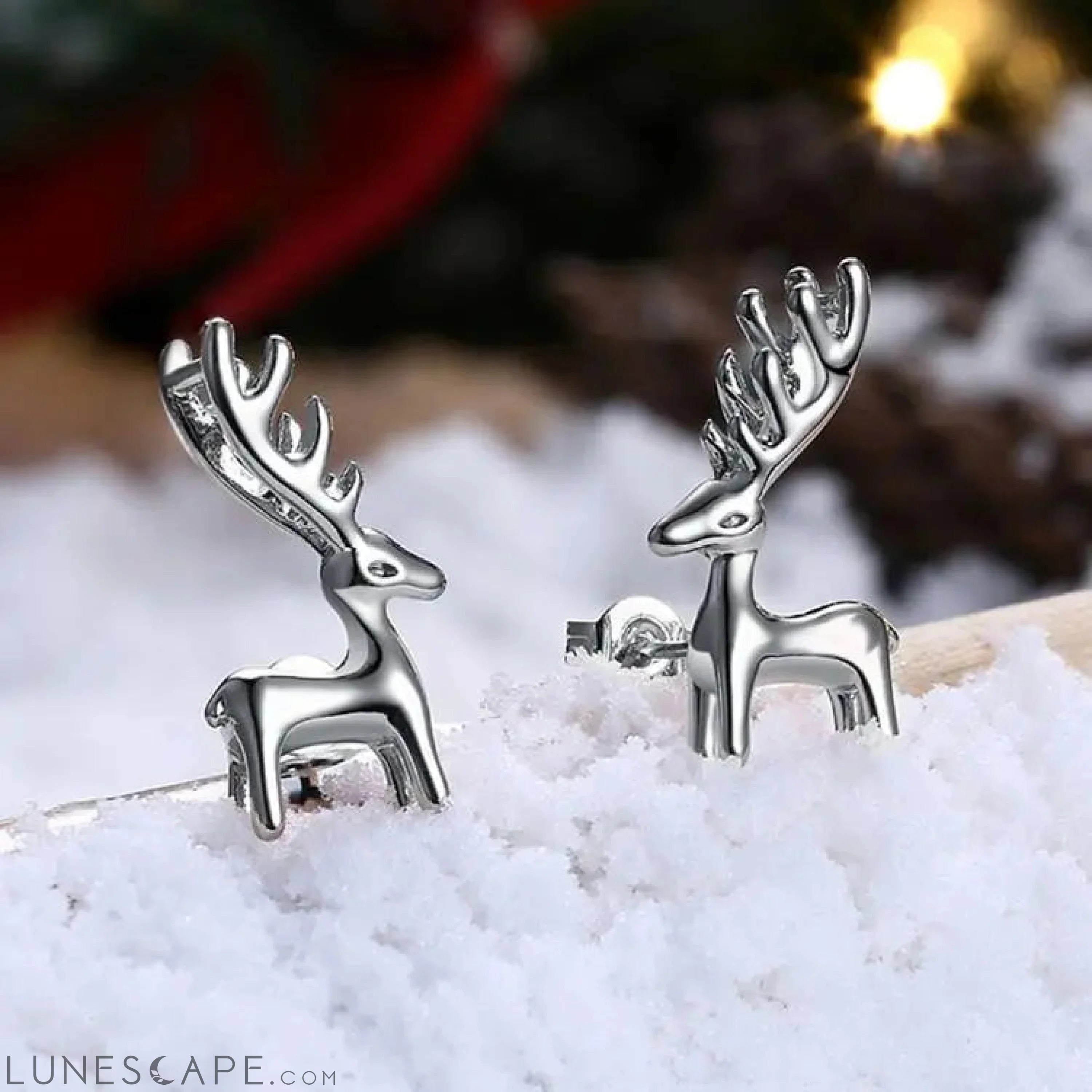 Reindeer Studs - 18K White Gold Plated LUNESCAPE