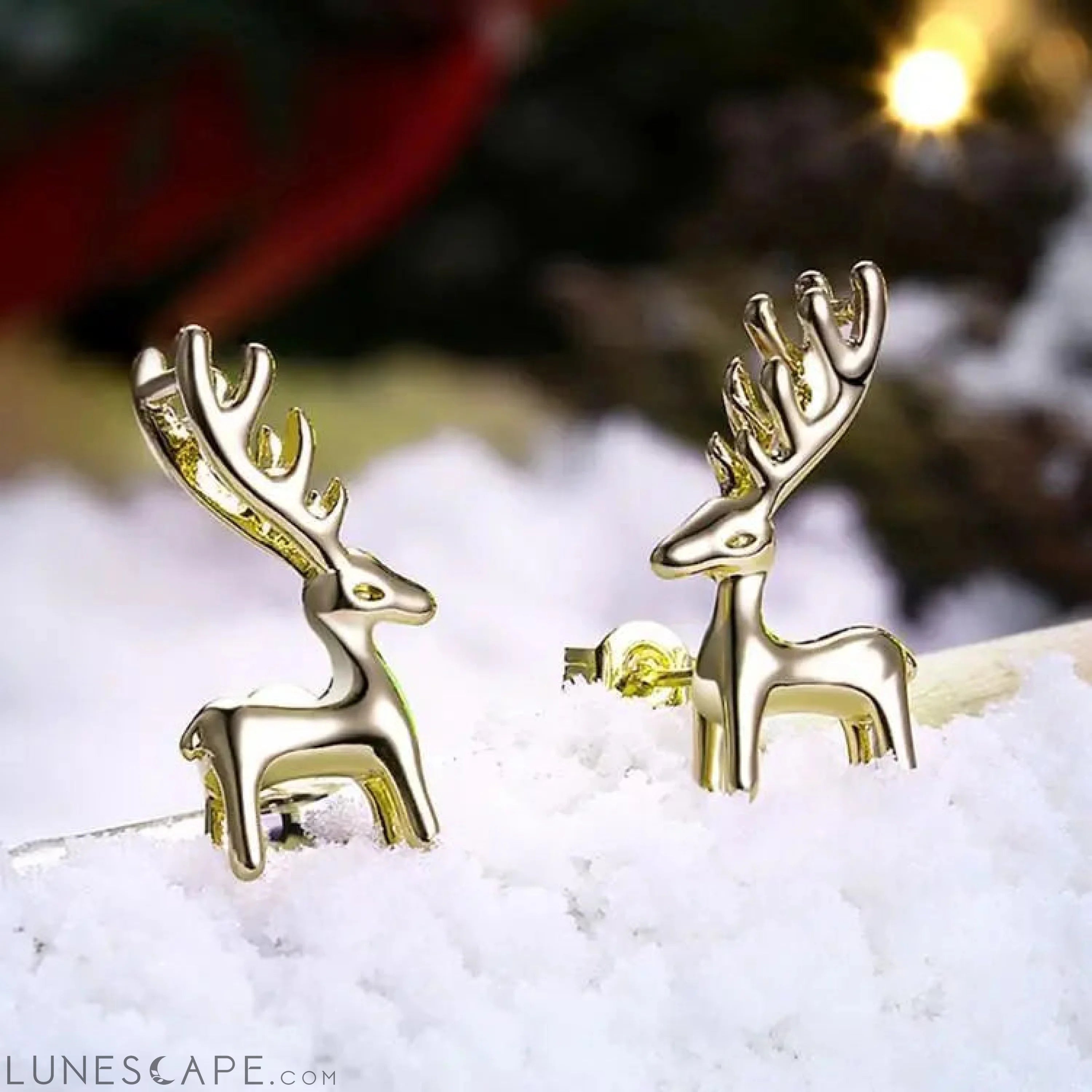 Reindeer Studs - 18K White Gold Plated LUNESCAPE