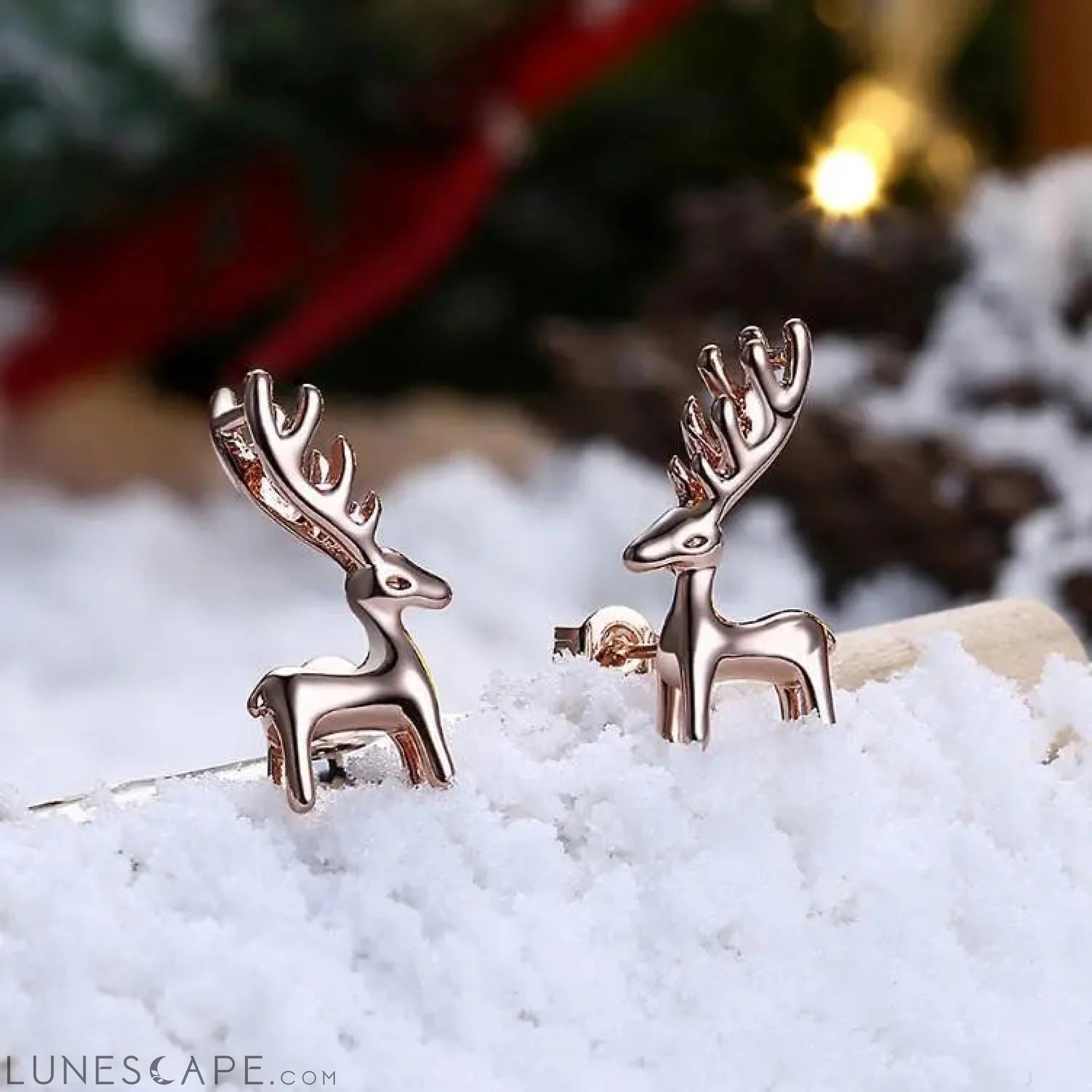 Reindeer Studs - 18K White Gold Plated LUNESCAPE