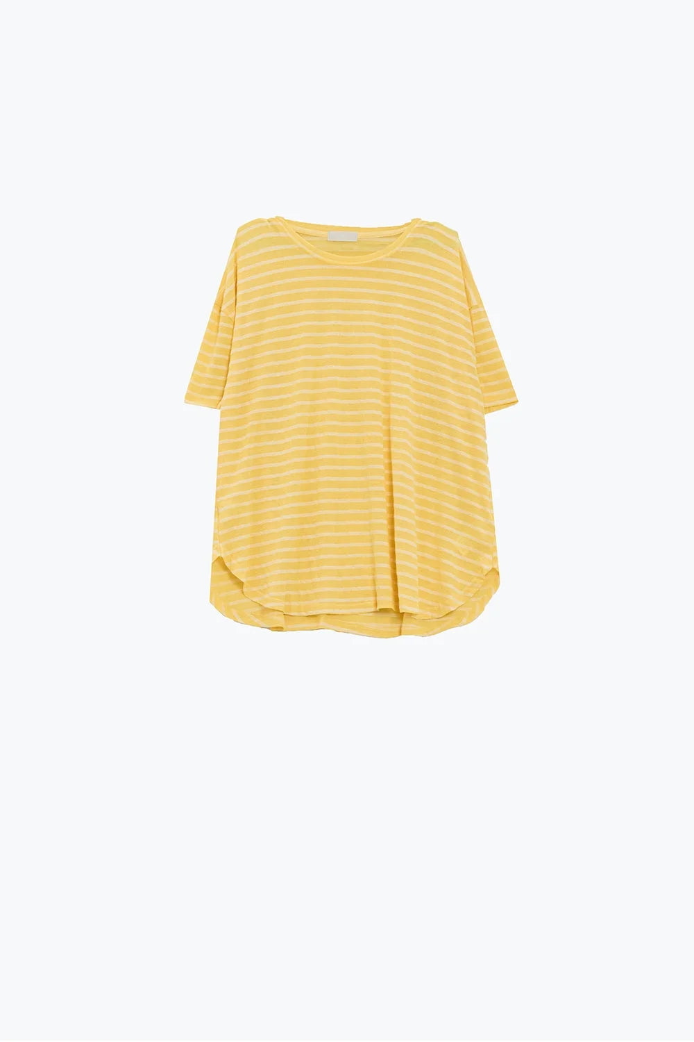 Relaxed Striped T-Shirt With Crew Neckline in Yellow LUNESCAPE