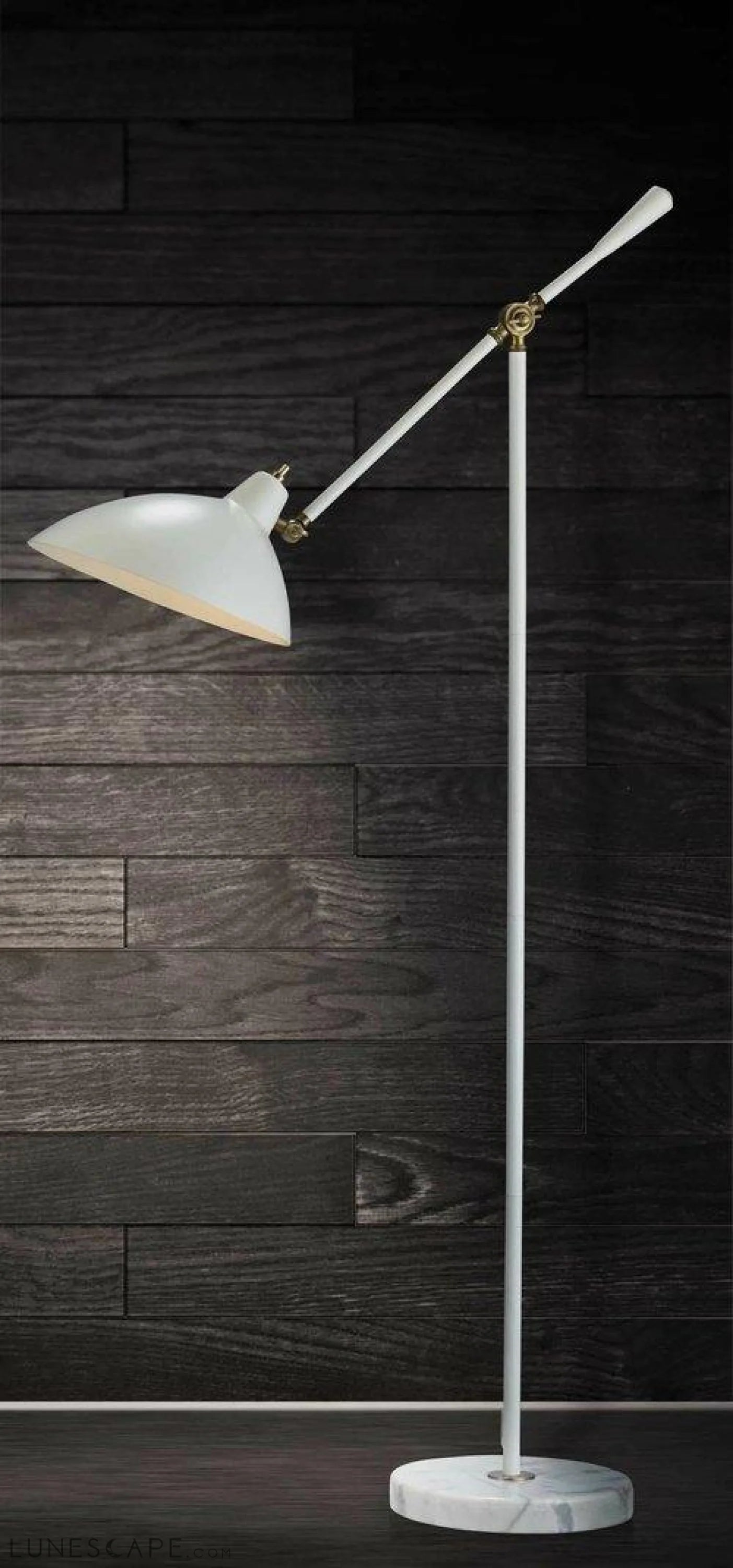Retro Floor Lamp with Adjustable Abstract Oval White Metal Shade LUNESCAPE