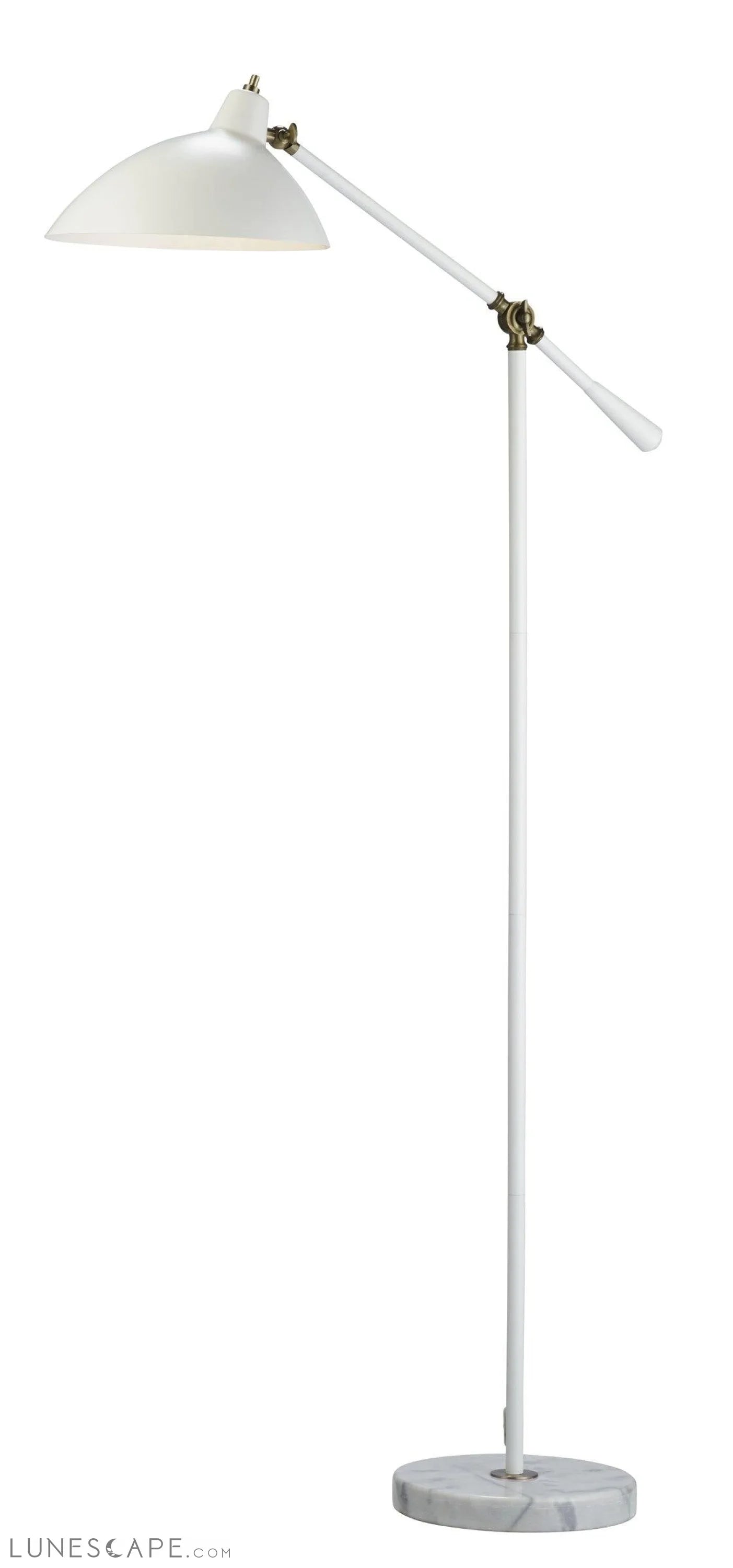 Retro Floor Lamp with Adjustable Abstract Oval White Metal Shade LUNESCAPE