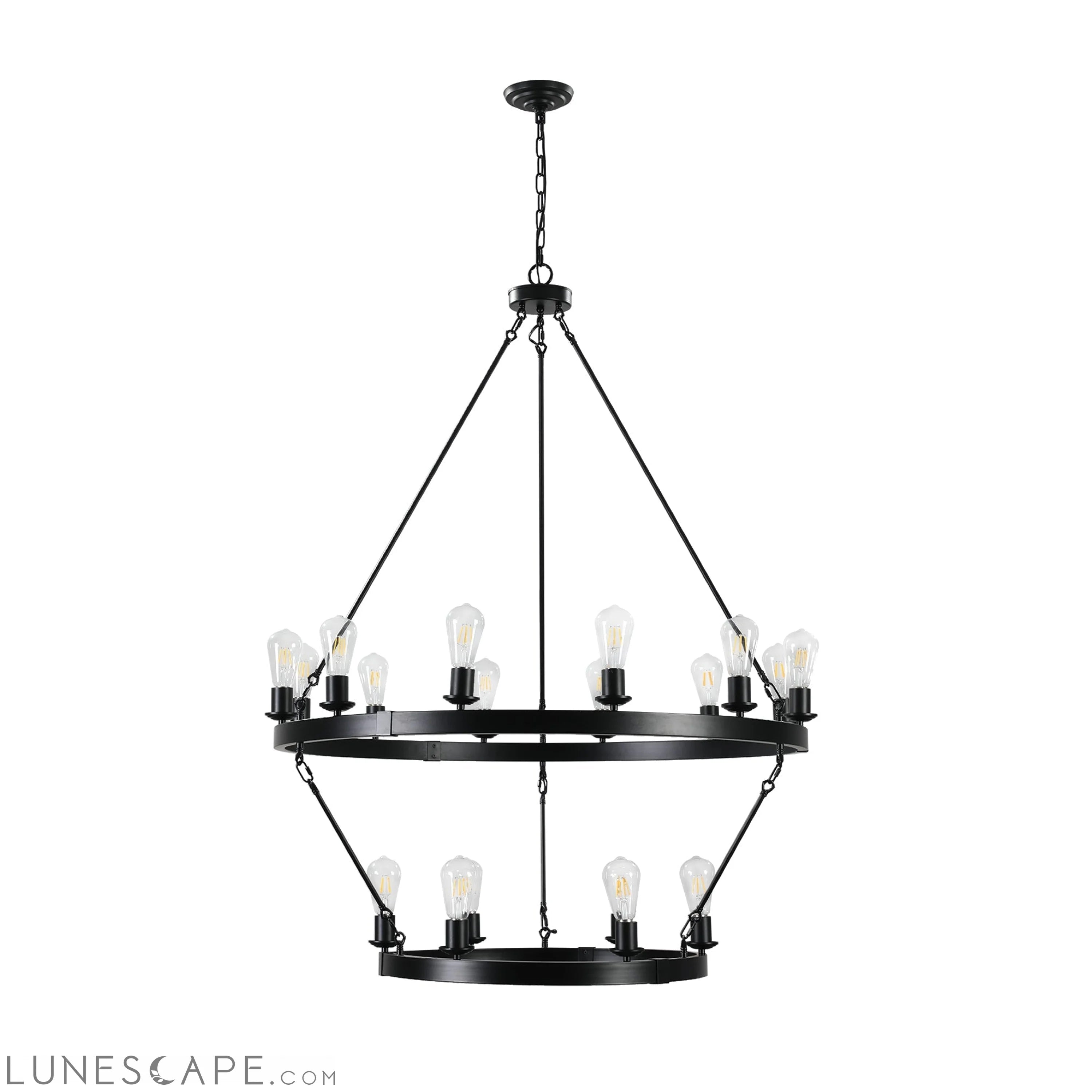 Retro style Large 2-Tier circular ceiling Ironwork chandelier LUNESCAPE