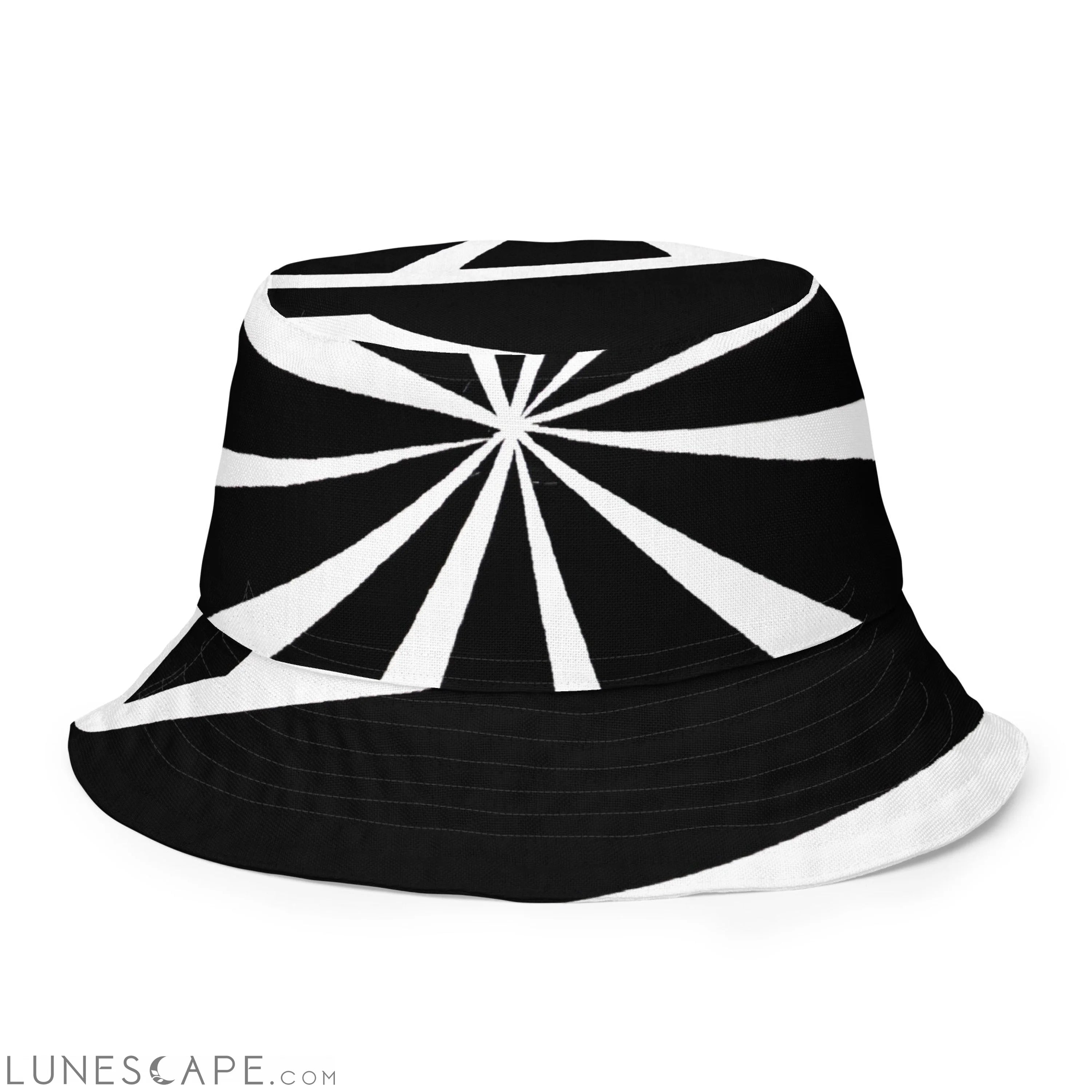 Reversible Bucket Hat Black And White Geometric Pattern 2 LUNESCAPE