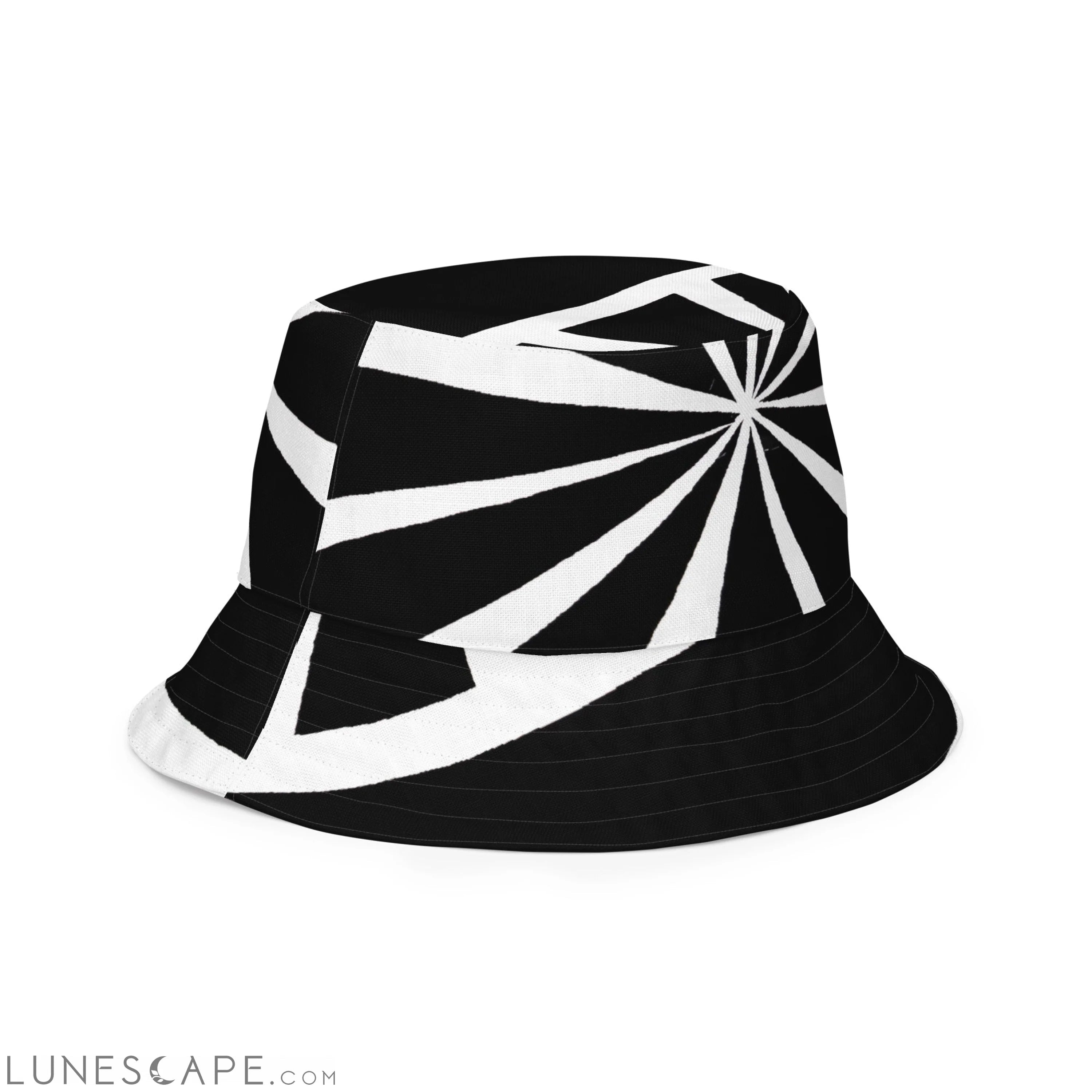 Reversible Bucket Hat Black And White Geometric Pattern 2 LUNESCAPE