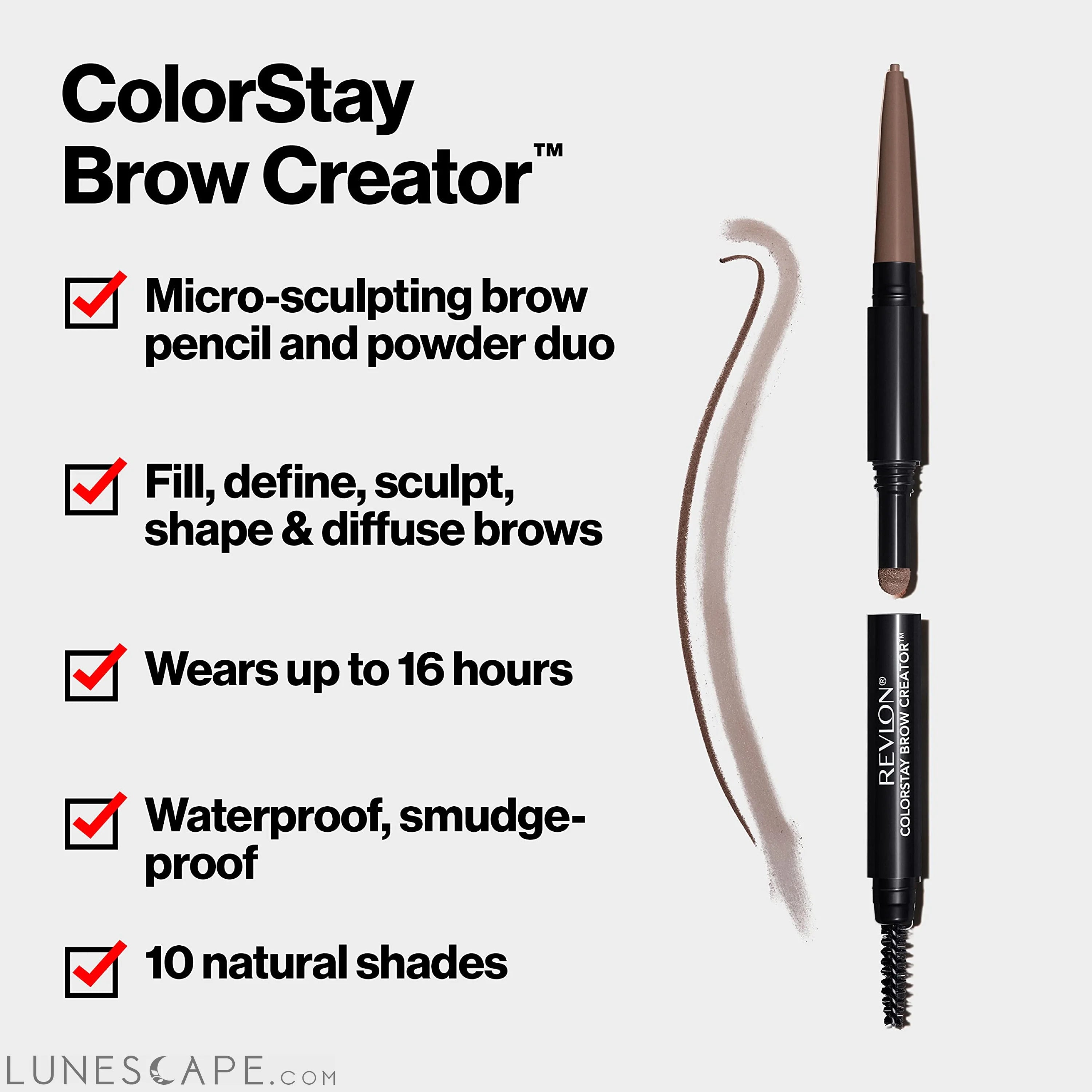 REVLON ColorStay Brow Creator Micro Pencil Powder & Brush LUNESCAPE