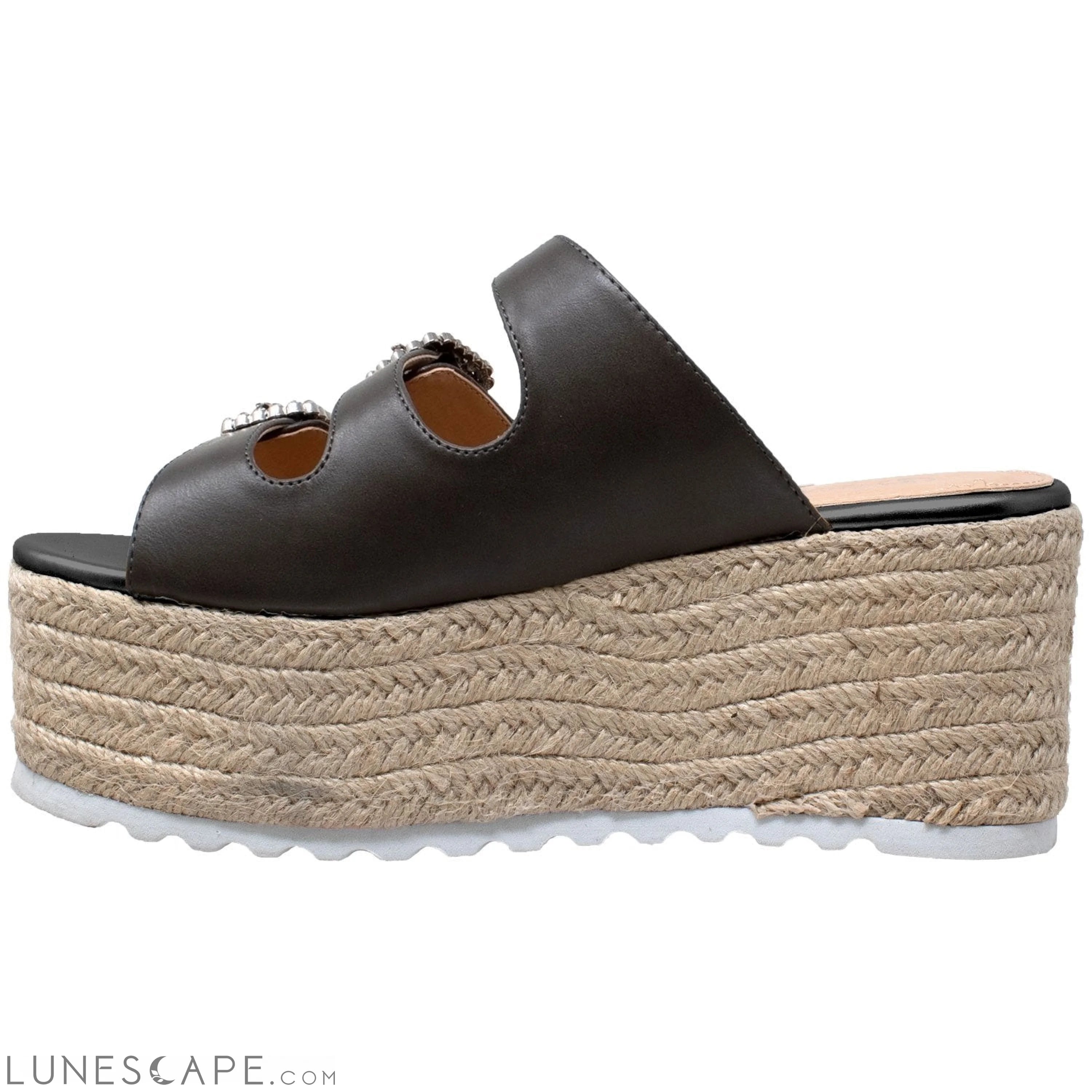 Rhinestone Platform Espadrille Wedge Sandal LUNESCAPE