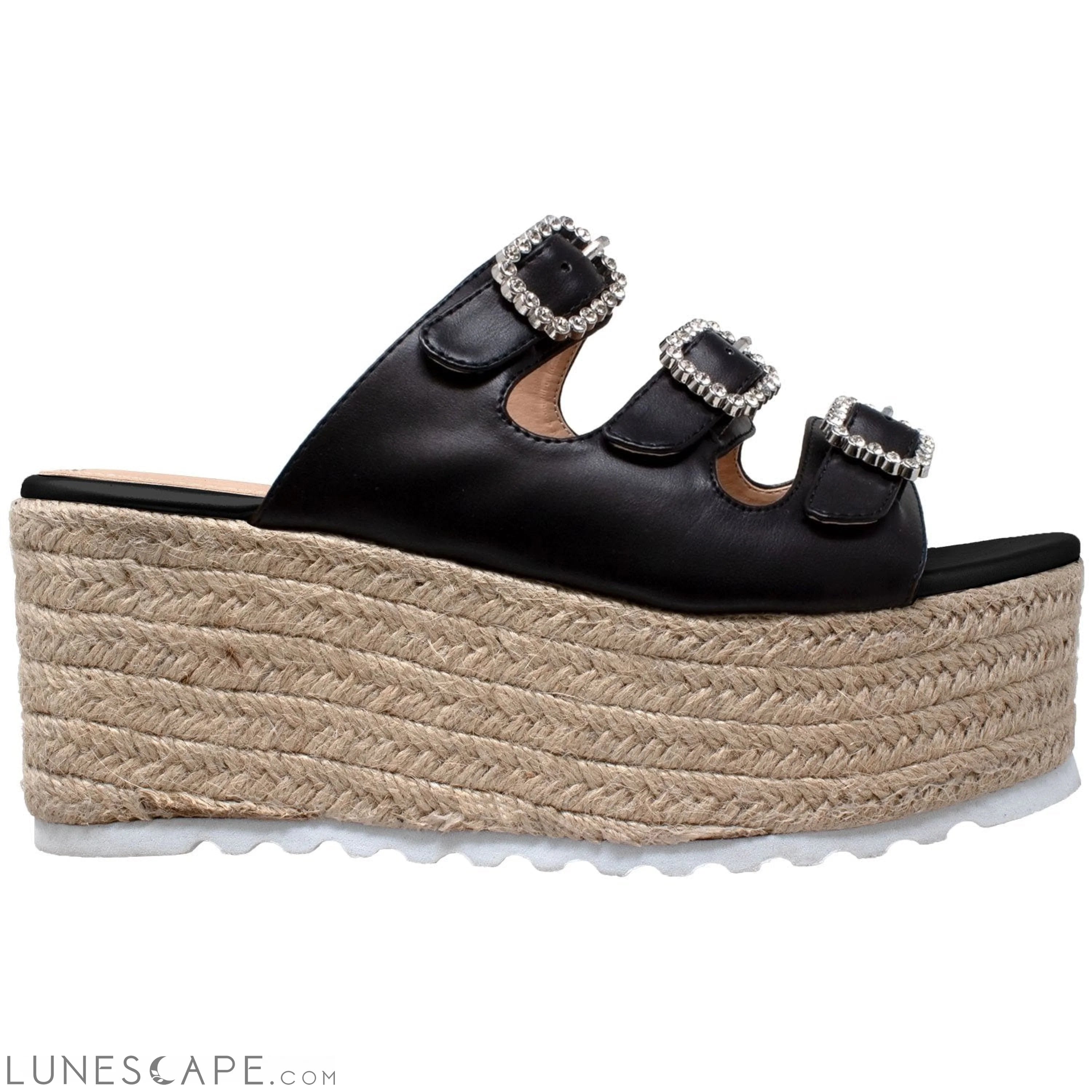 Rhinestone Platform Espadrille Wedge Sandal LUNESCAPE