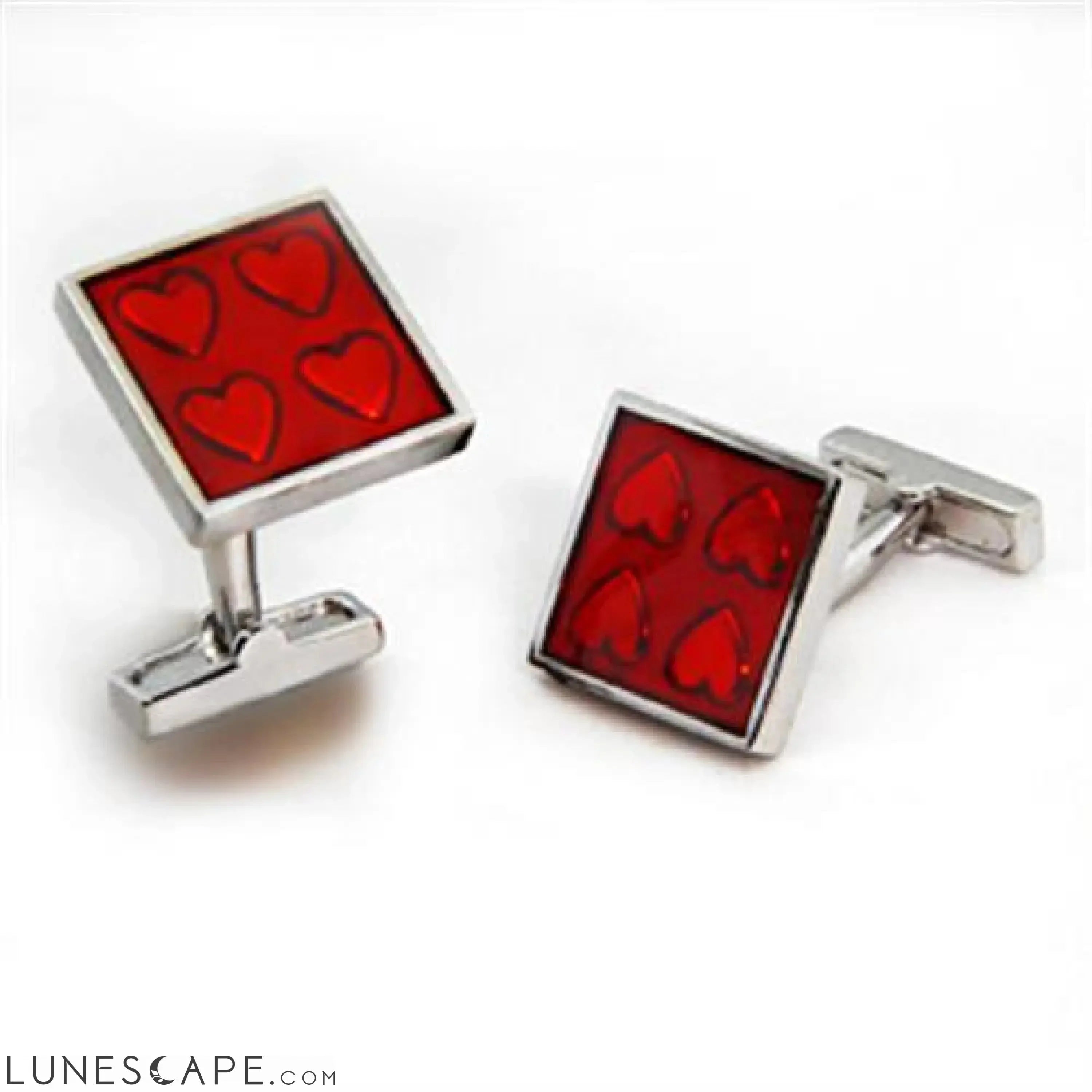 Rhodium Brass Cufflink with Epoxy  in Siam LUNESCAPE