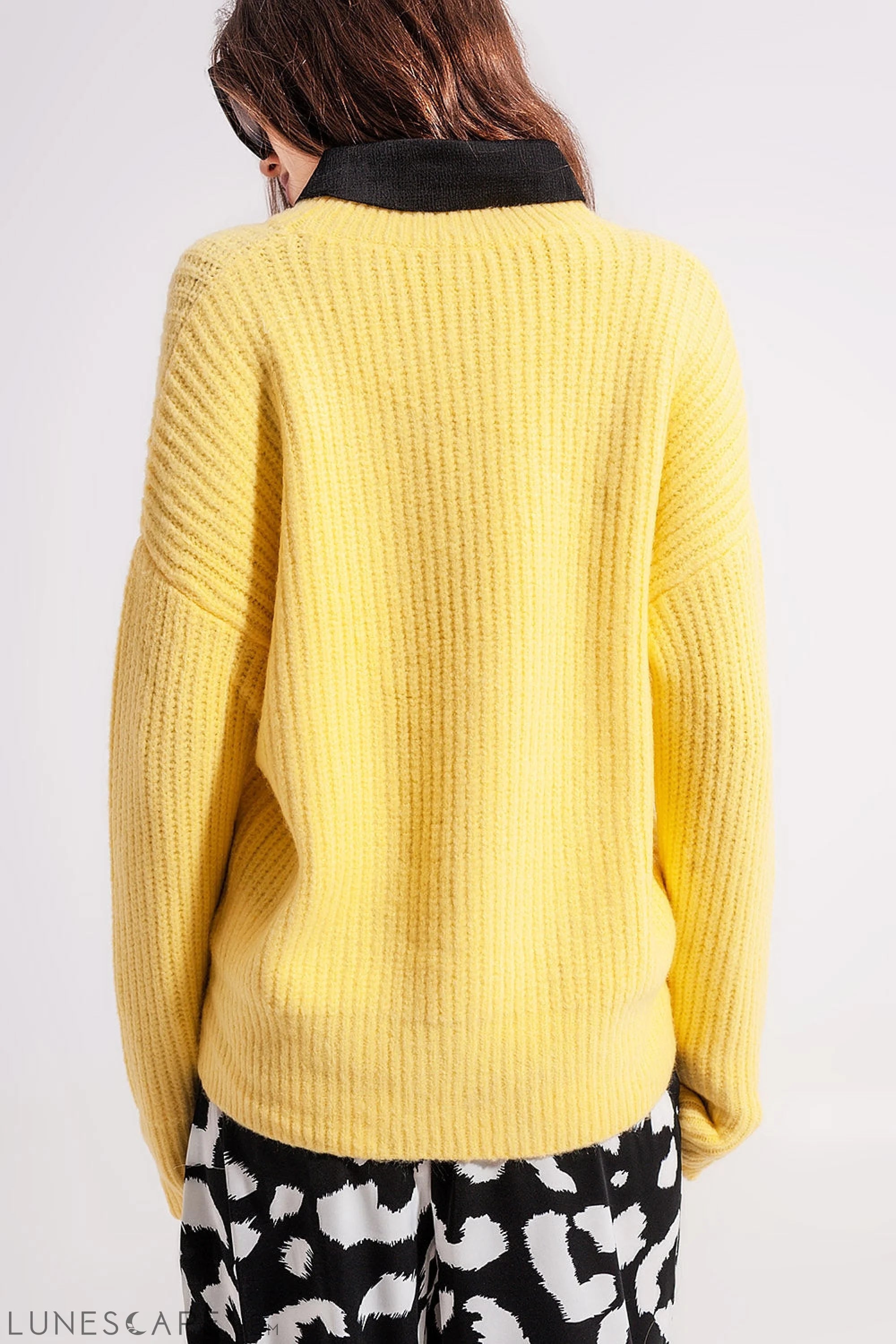 Rib Knit Sweater in Yellow LUNESCAPE