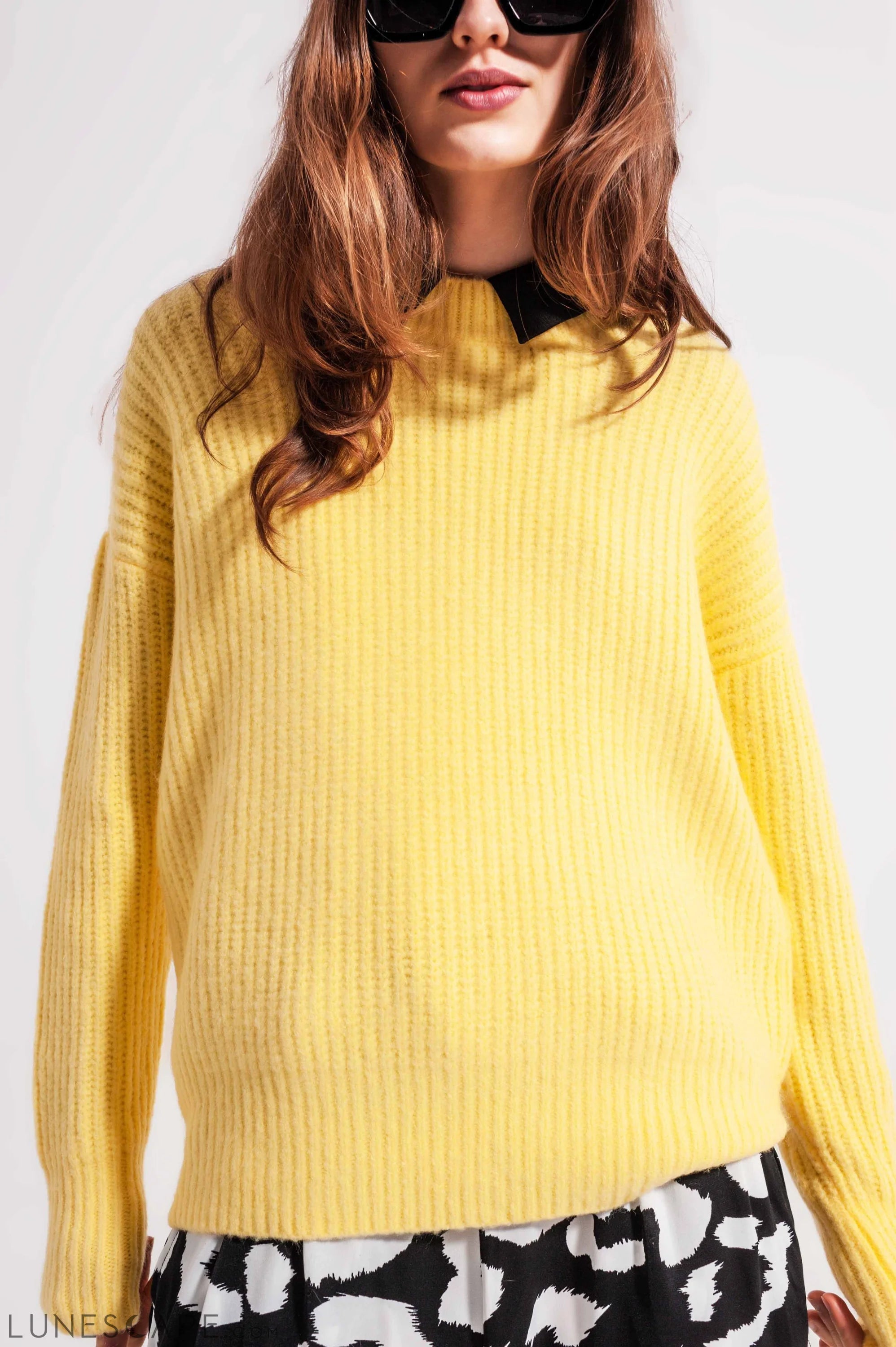 Rib Knit Sweater in Yellow LUNESCAPE