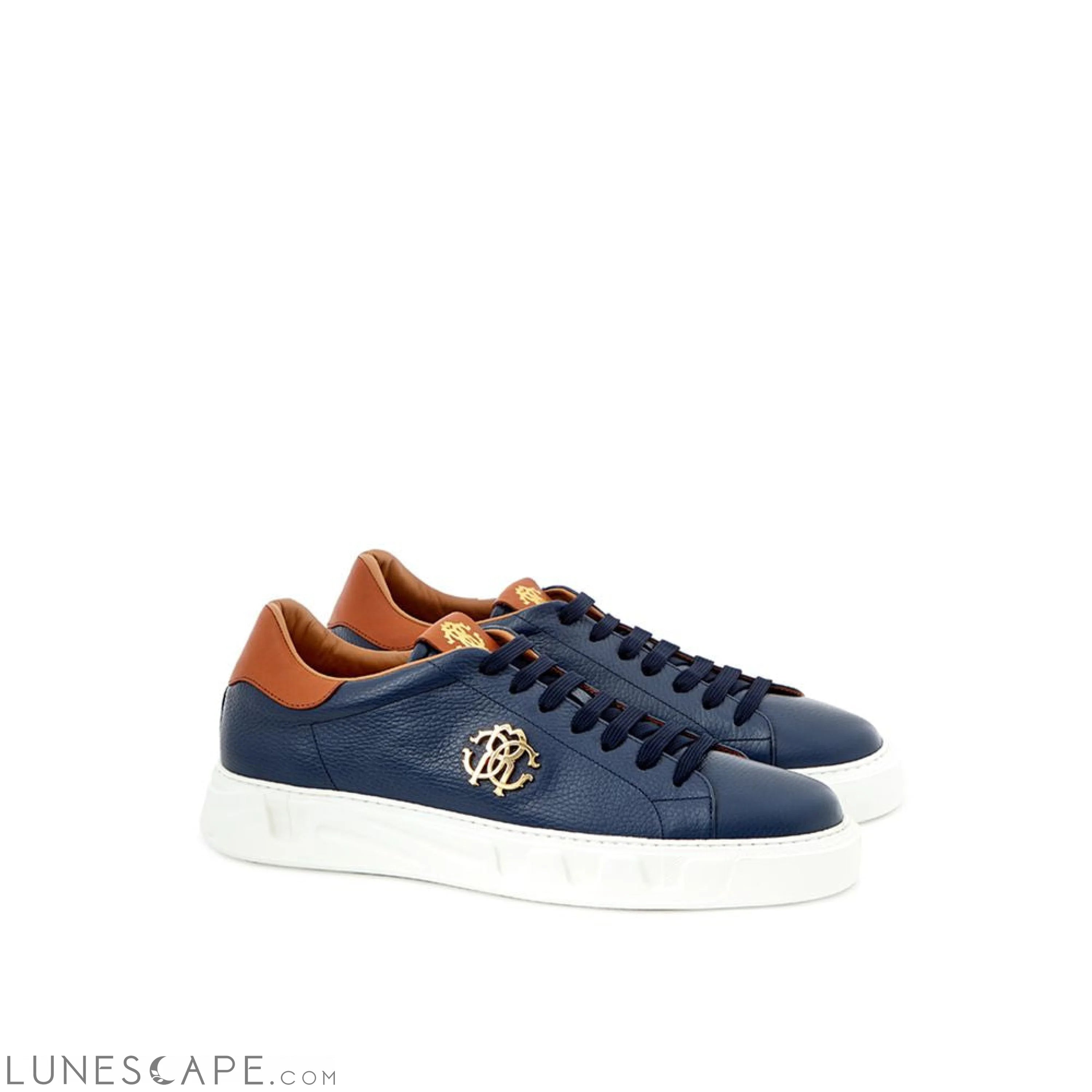 Roberto Cavalli Blue Leather Sneaker LUNESCAPE