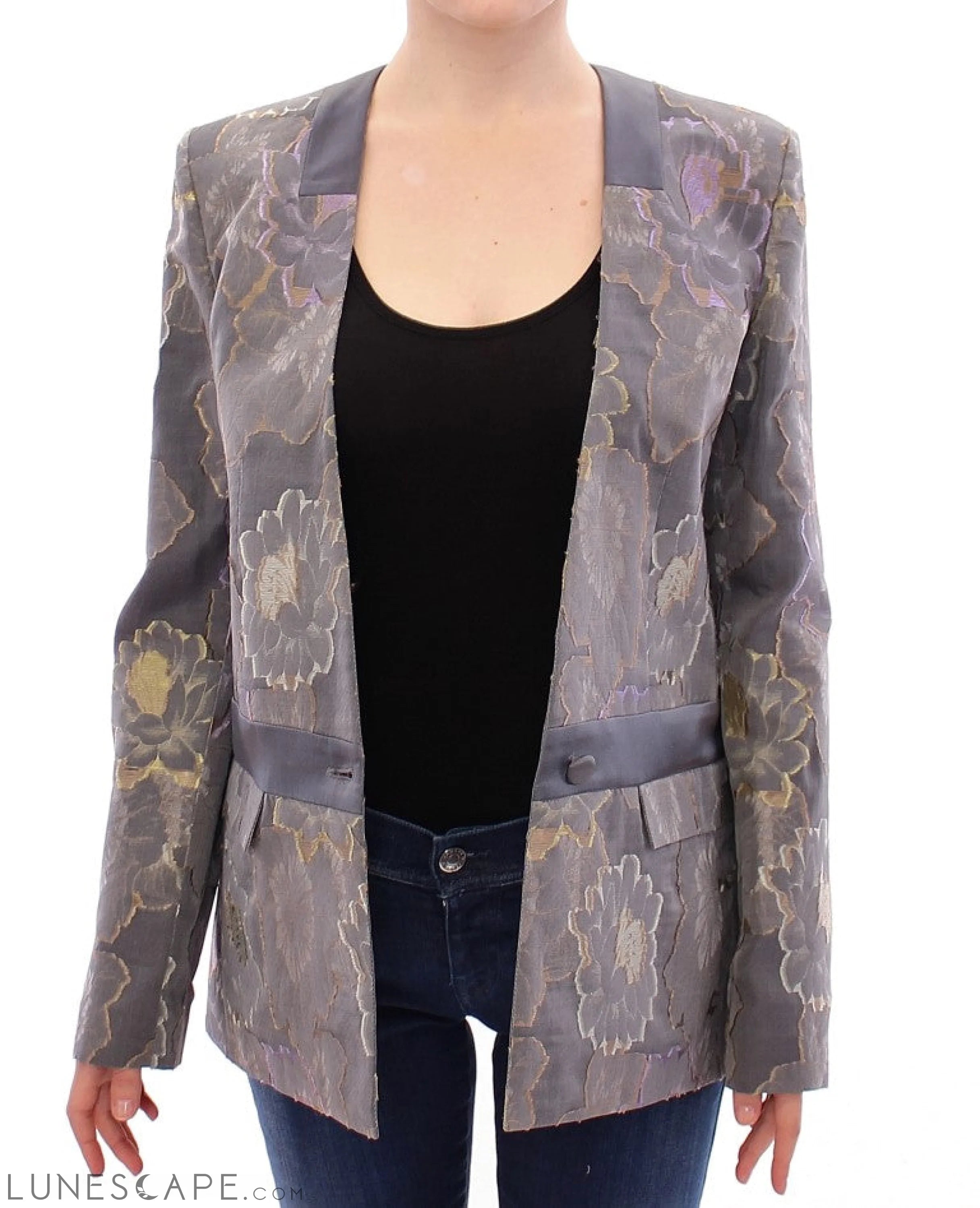 Roberto Fragata Chic Silk Floral One-Button Blazer LUNESCAPE