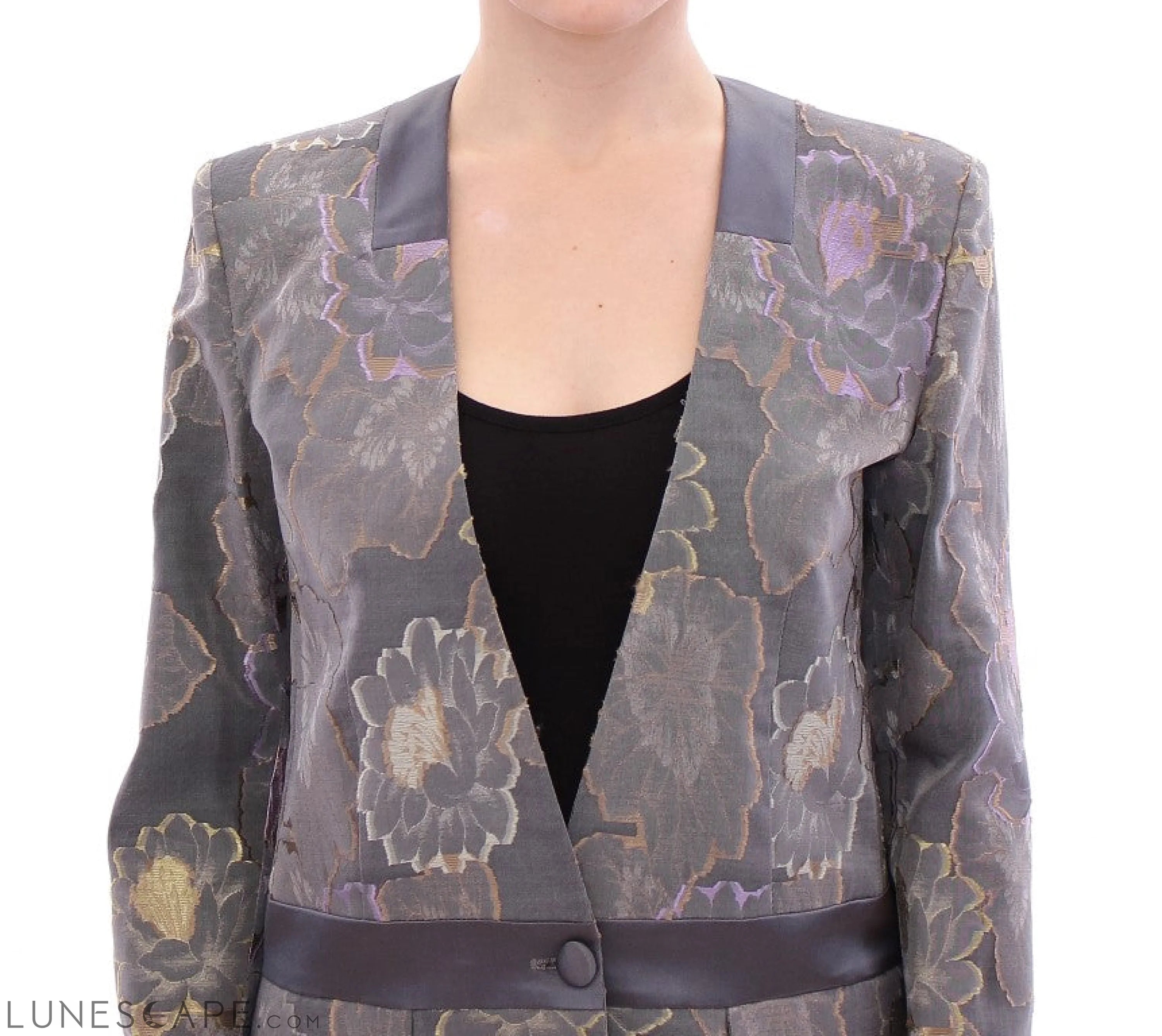 Roberto Fragata Chic Silk Floral One-Button Blazer LUNESCAPE