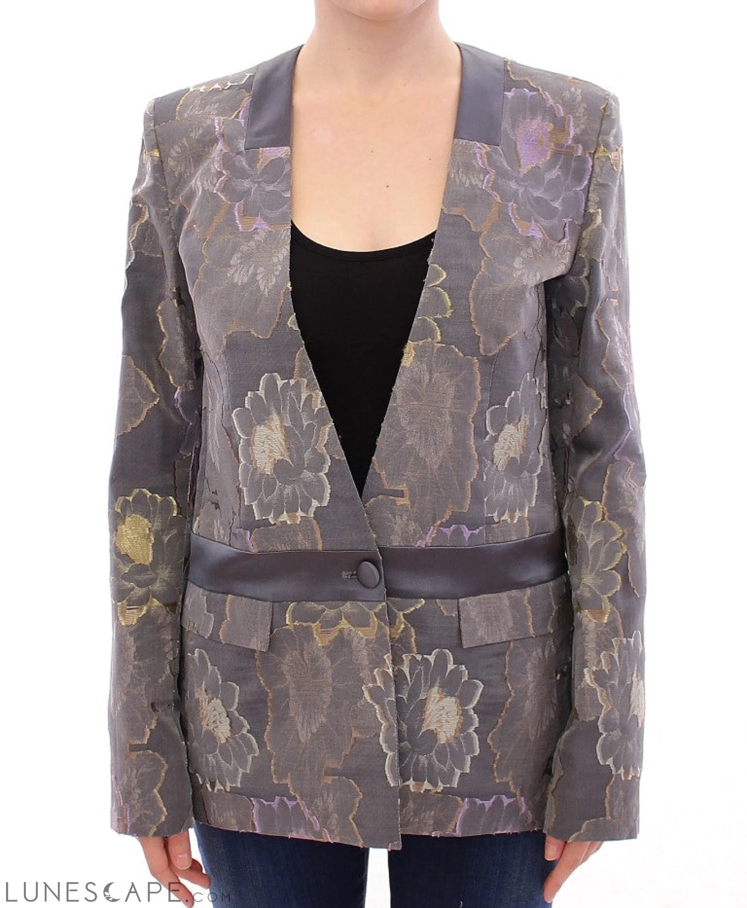 Roberto Fragata Chic Silk Floral One-Button Blazer LUNESCAPE