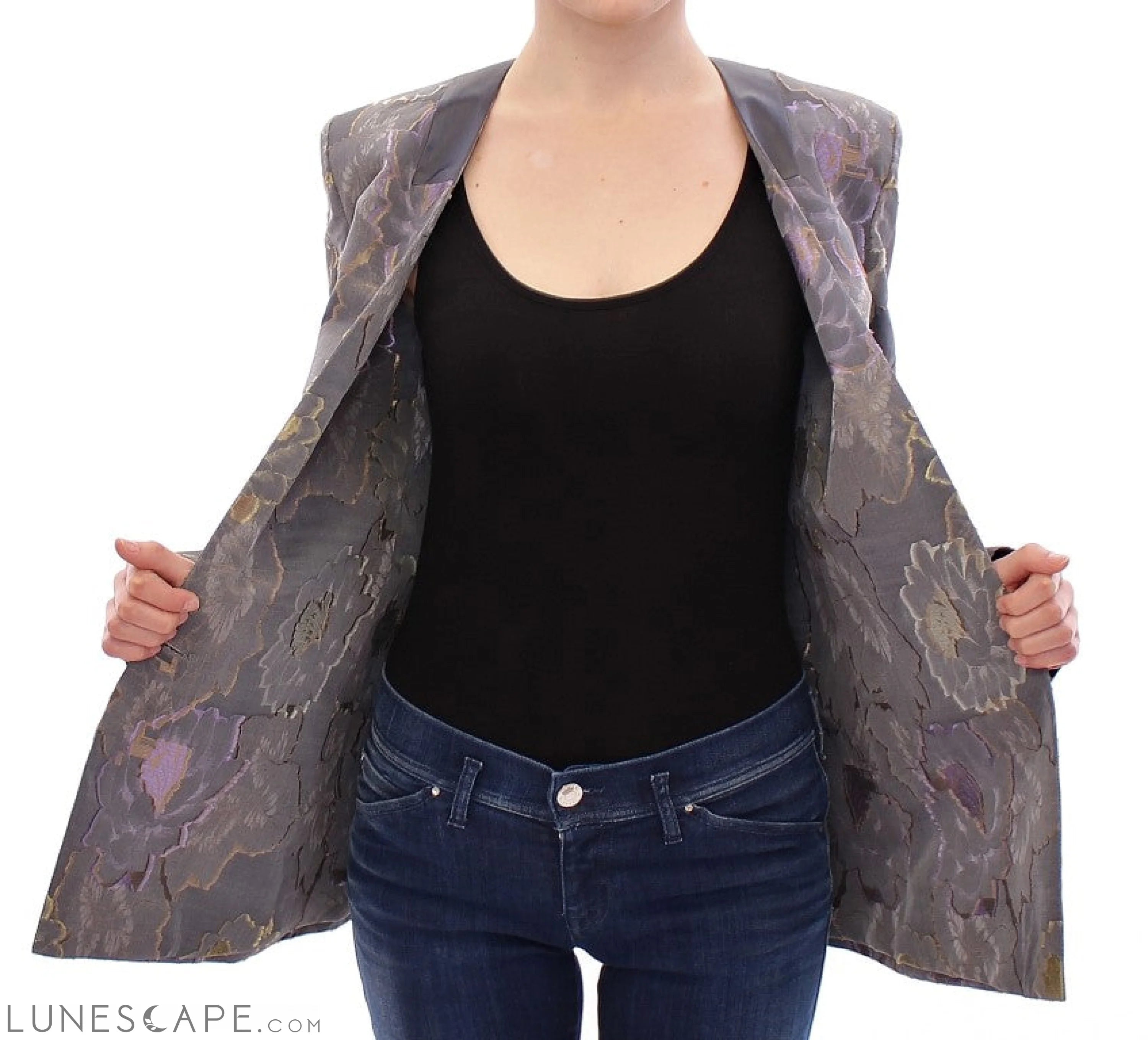 Roberto Fragata Chic Silk Floral One-Button Blazer LUNESCAPE