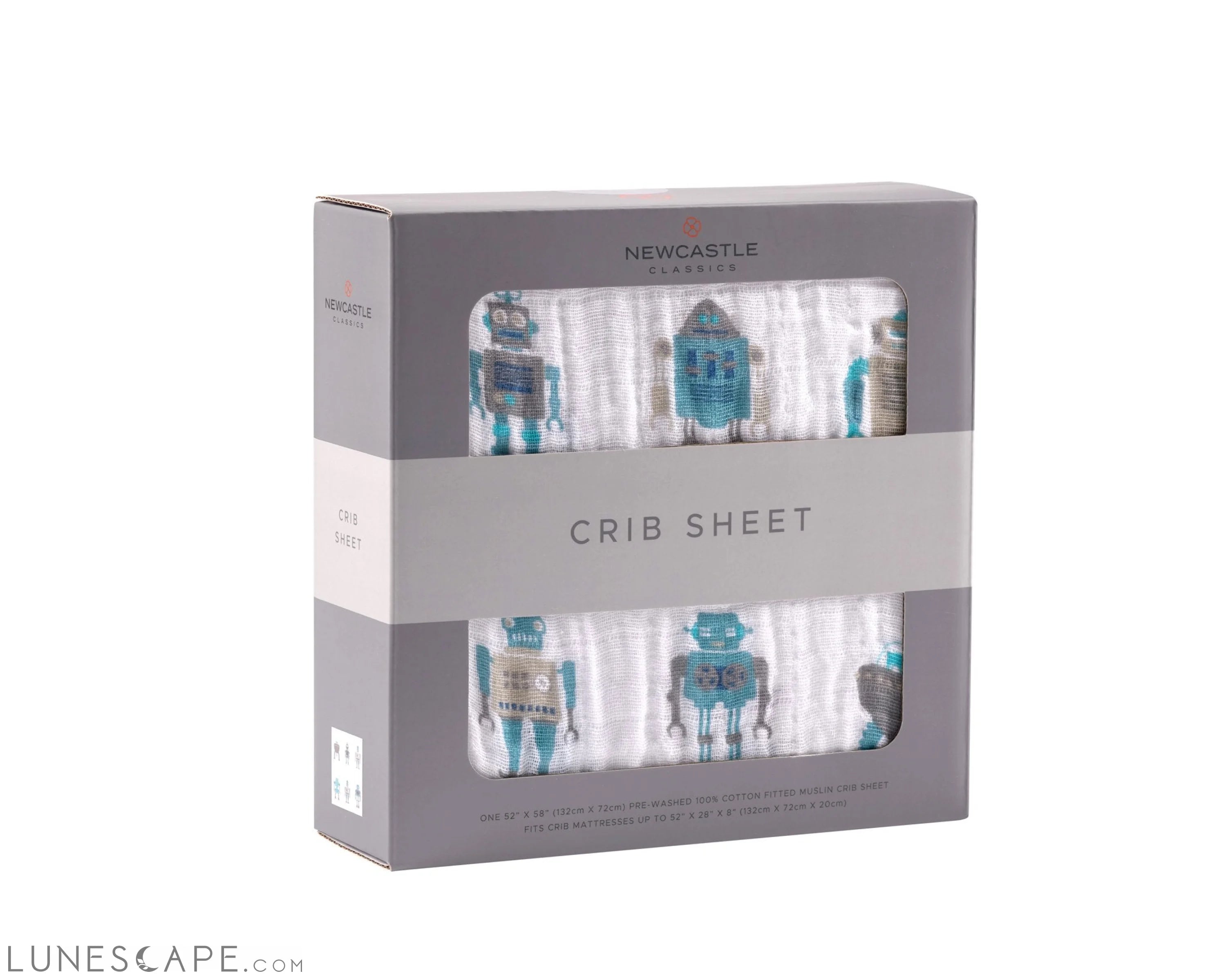 Robot Cotton Muslin Crib Sheet LUNESCAPE