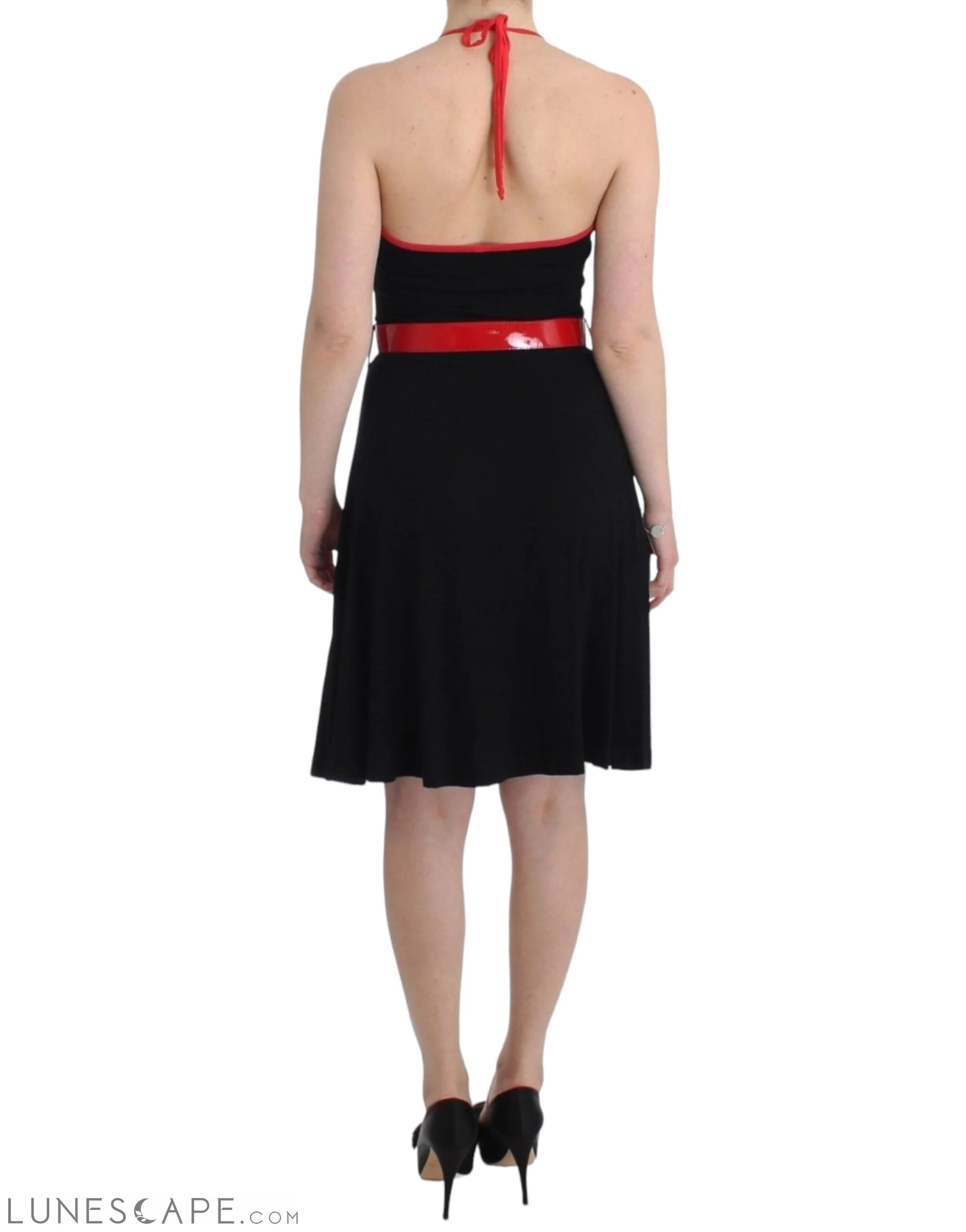 Roccobarocco Elegant Black Palladio Knee-Length Dress LUNESCAPE