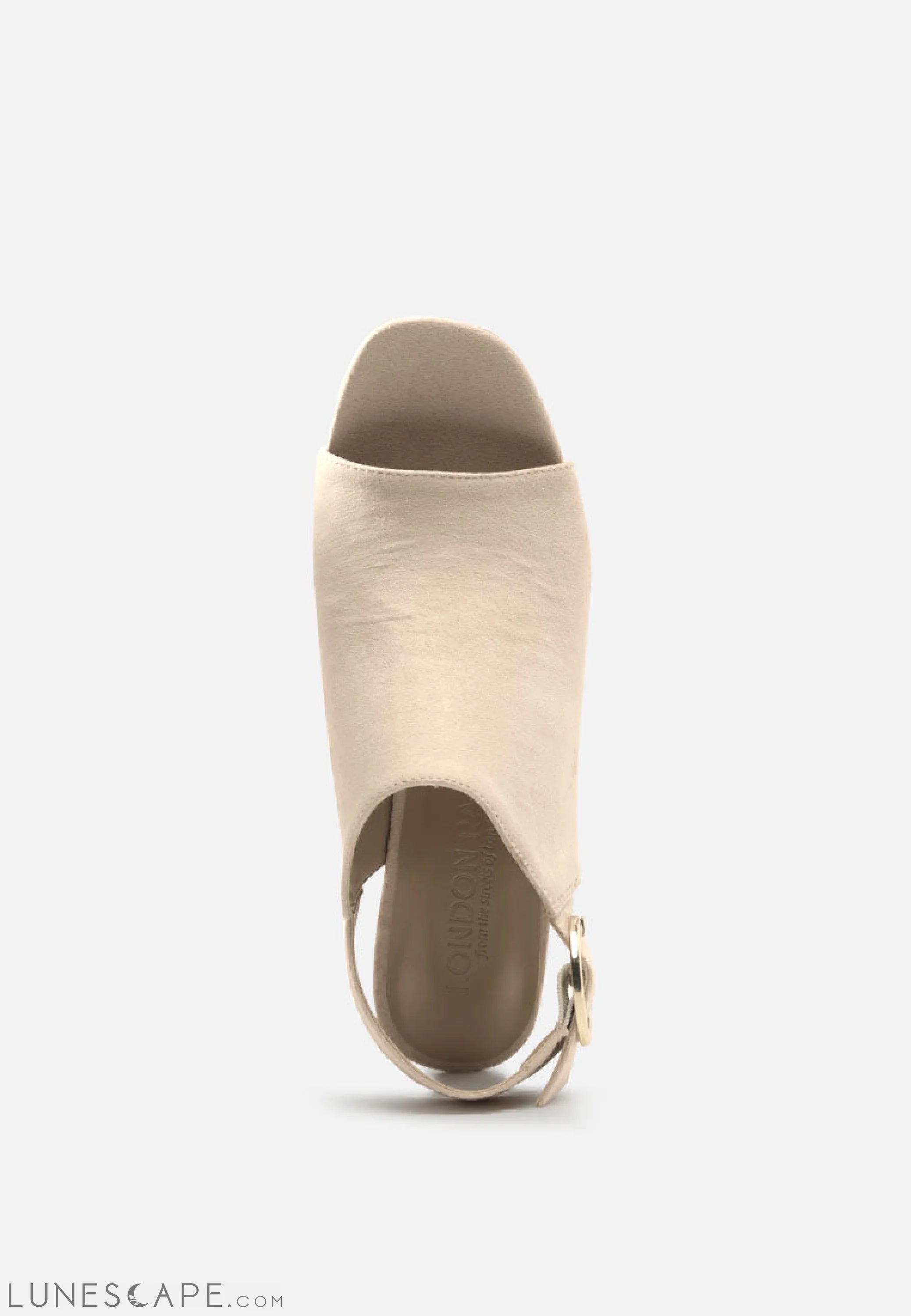 Roisin Stacked Block Heel Faux Suede Slingback Block Heel Open-Toe Sandal Bootie LUNESCAPE
