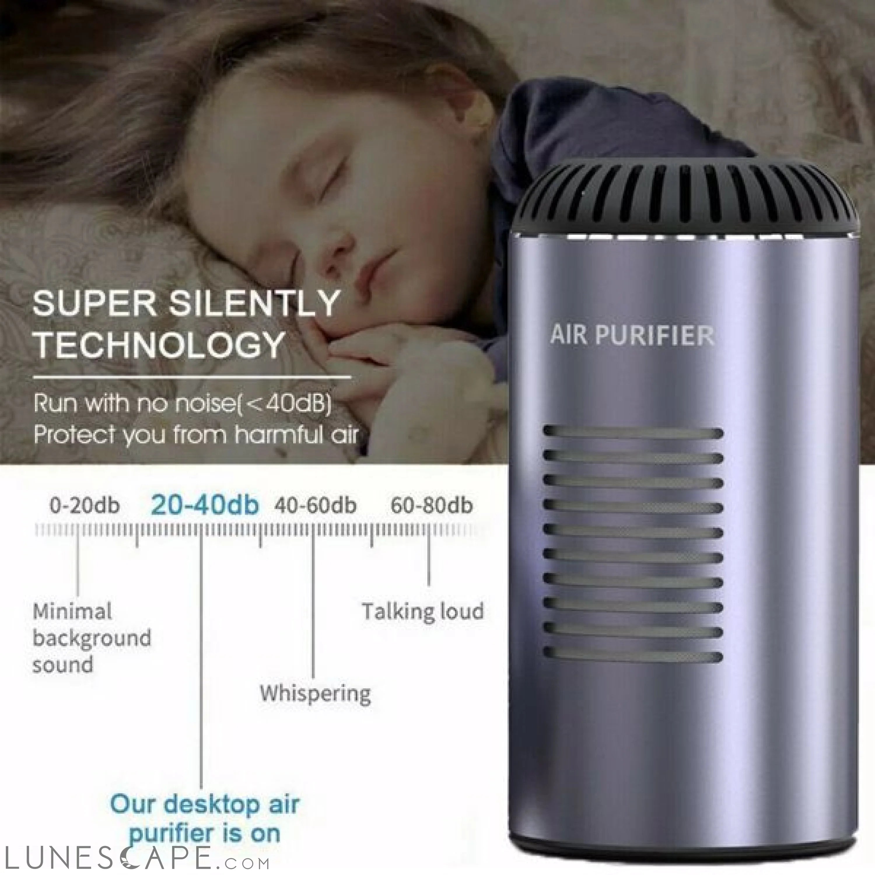 Room Car Air Purifier Home Smoke Cleaner Indoor Dust Odor Remover LUNESCAPE