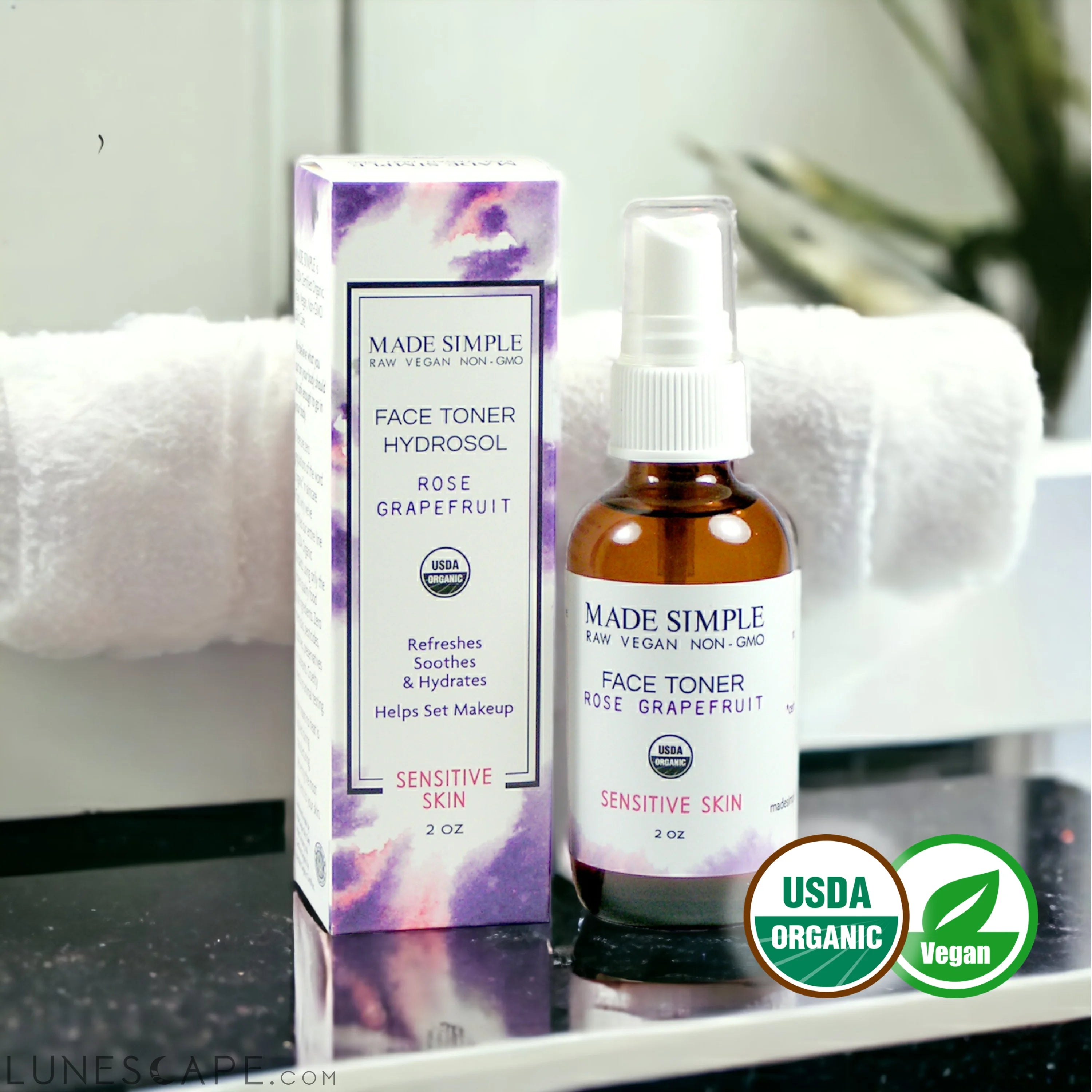 Rose Grapefruit Face Toner - Certified Organic & Vegan LUNESCAPE
