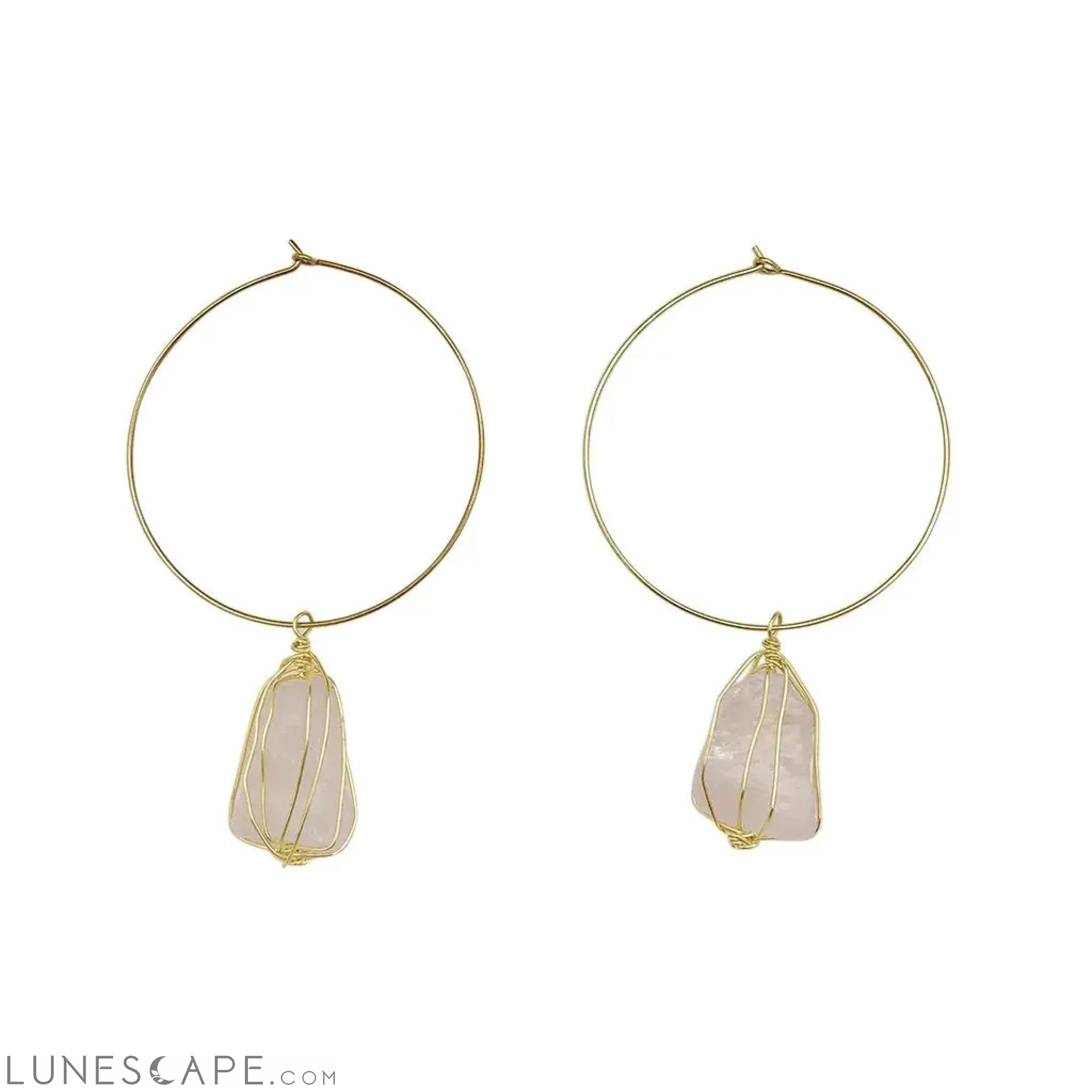 Rose Quartz Hoops LUNESCAPE