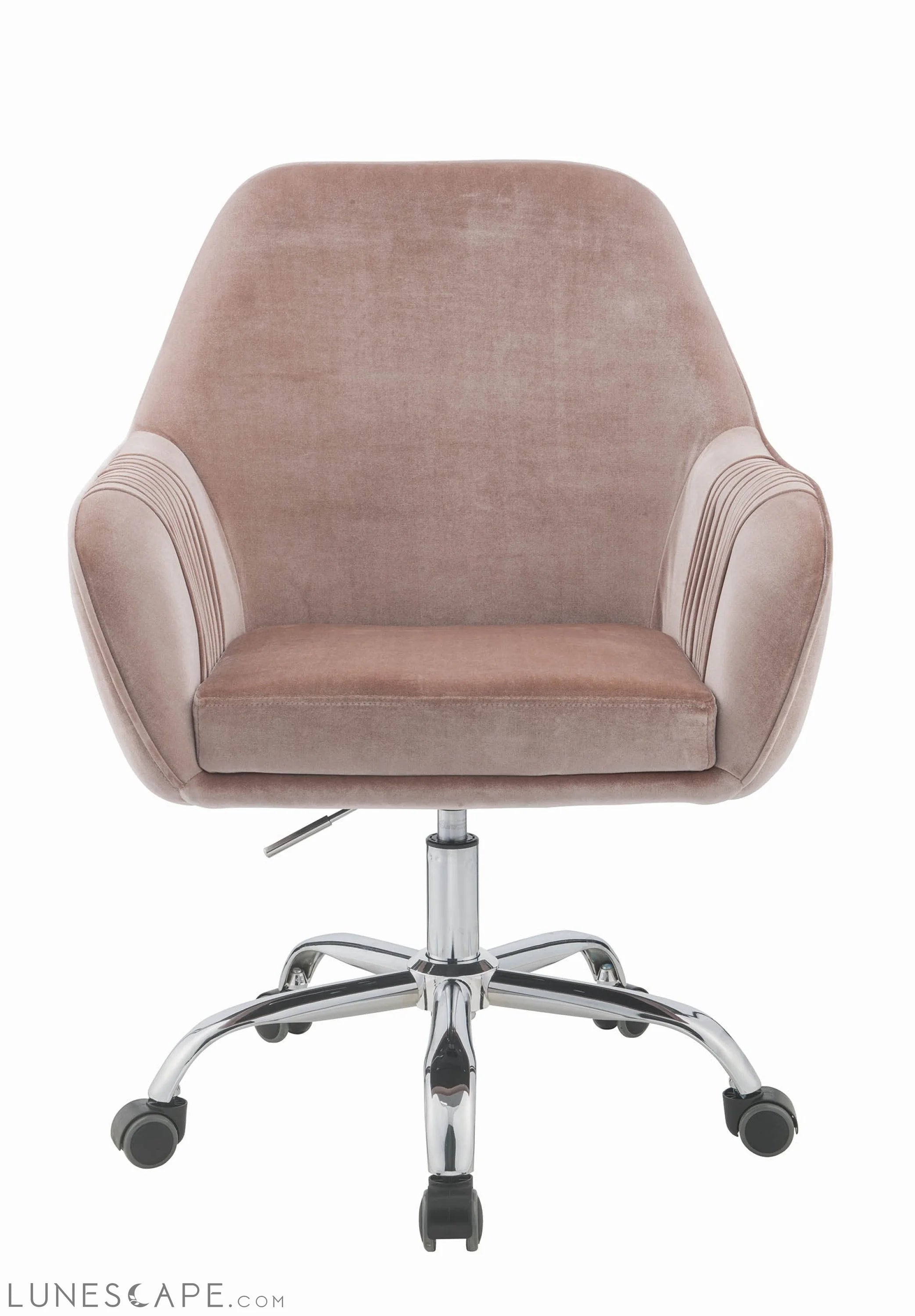 Rose Velvet Office Desk Chair on Wheels Stylish Mauve LUNESCAPE
