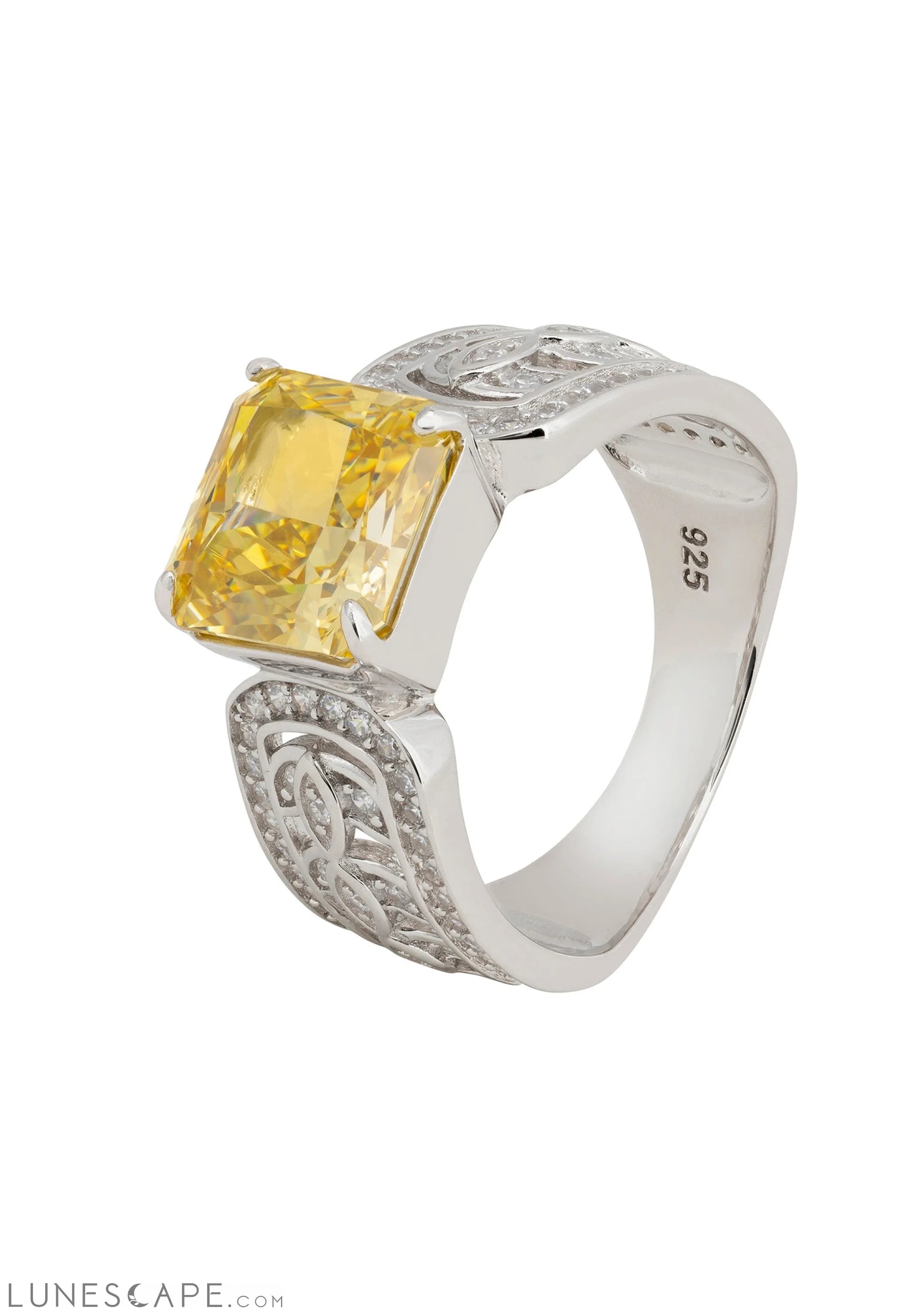 Rowena Cocktail Ring Yellow Topaz Silver LUNESCAPE