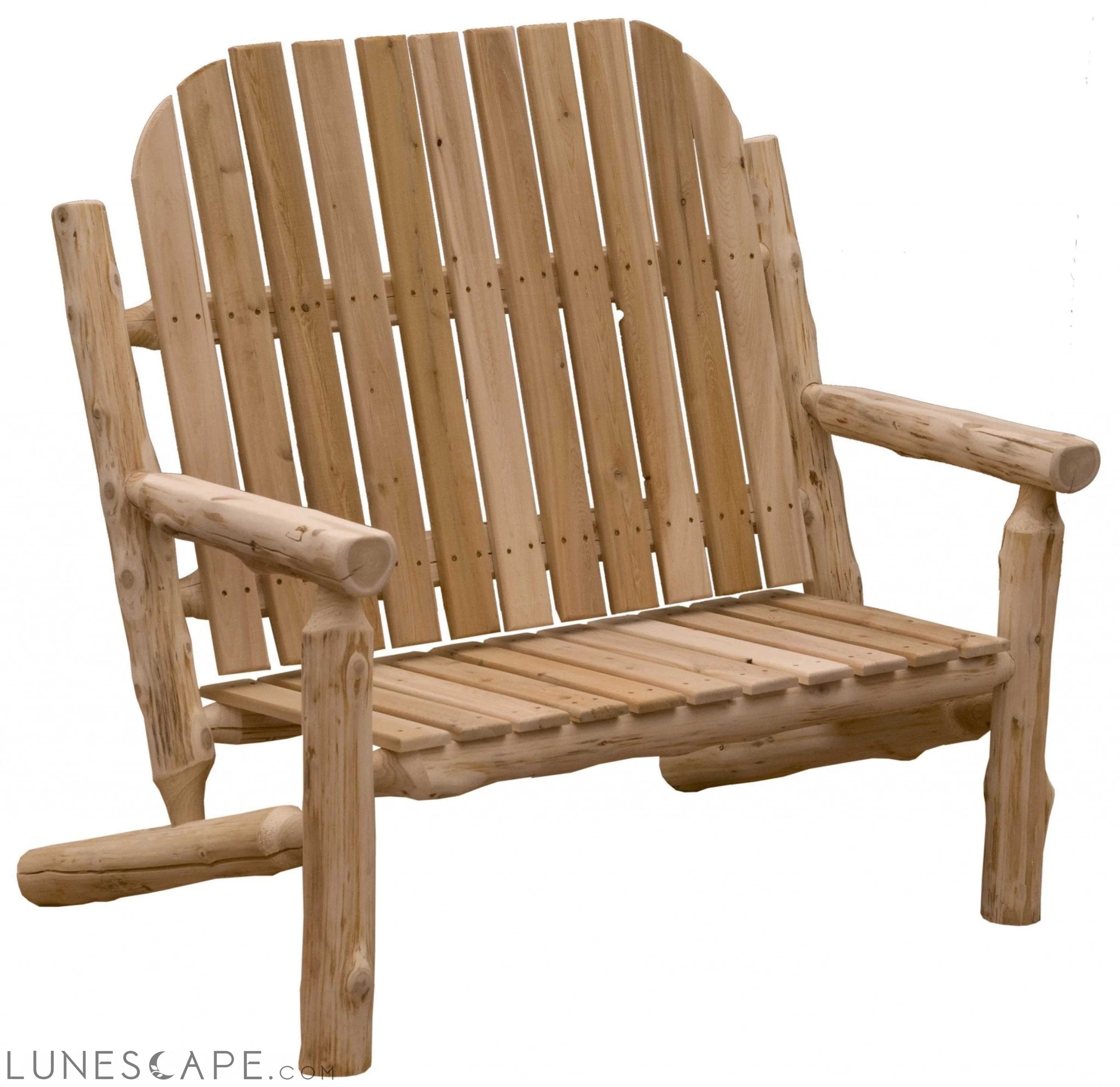Rustic and Natural Cedar Two - Person Adirondack Chair LUNESCAPE