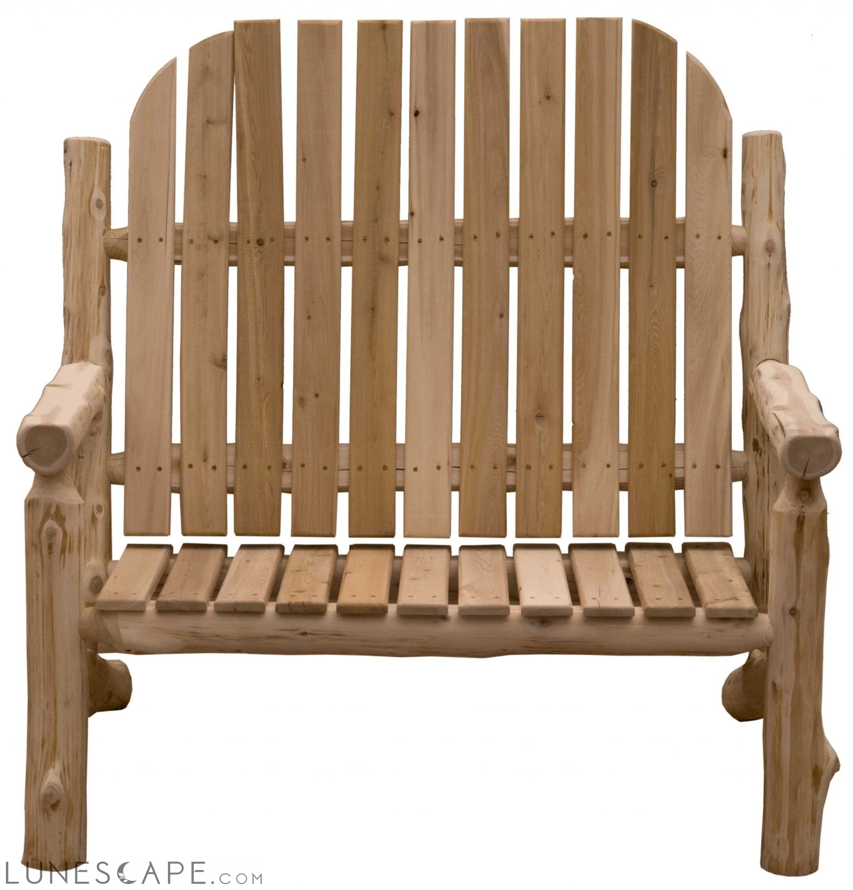 Rustic and Natural Cedar Two - Person Adirondack Chair LUNESCAPE