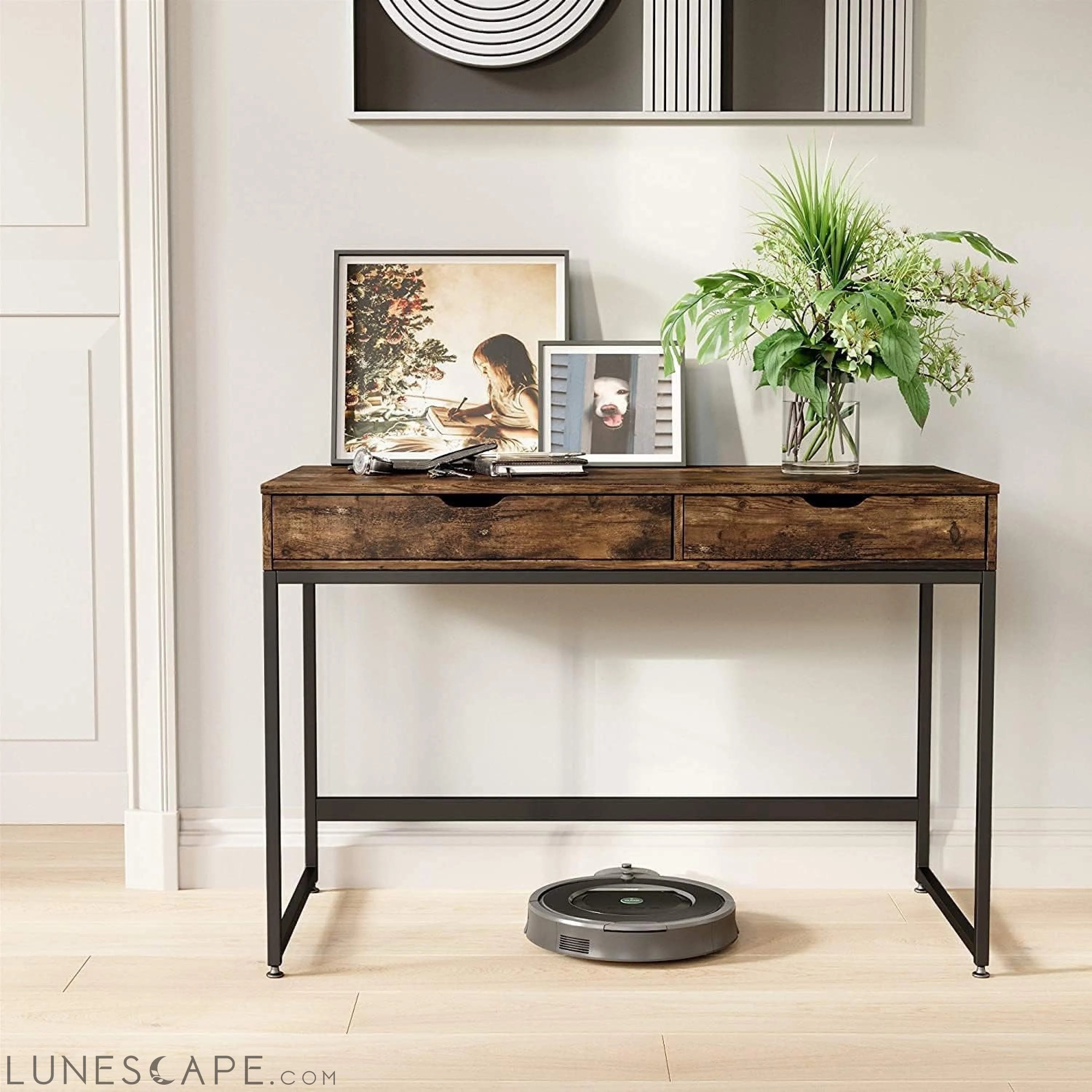 Rustic Brown Small Writing Desk LUNESCAPE