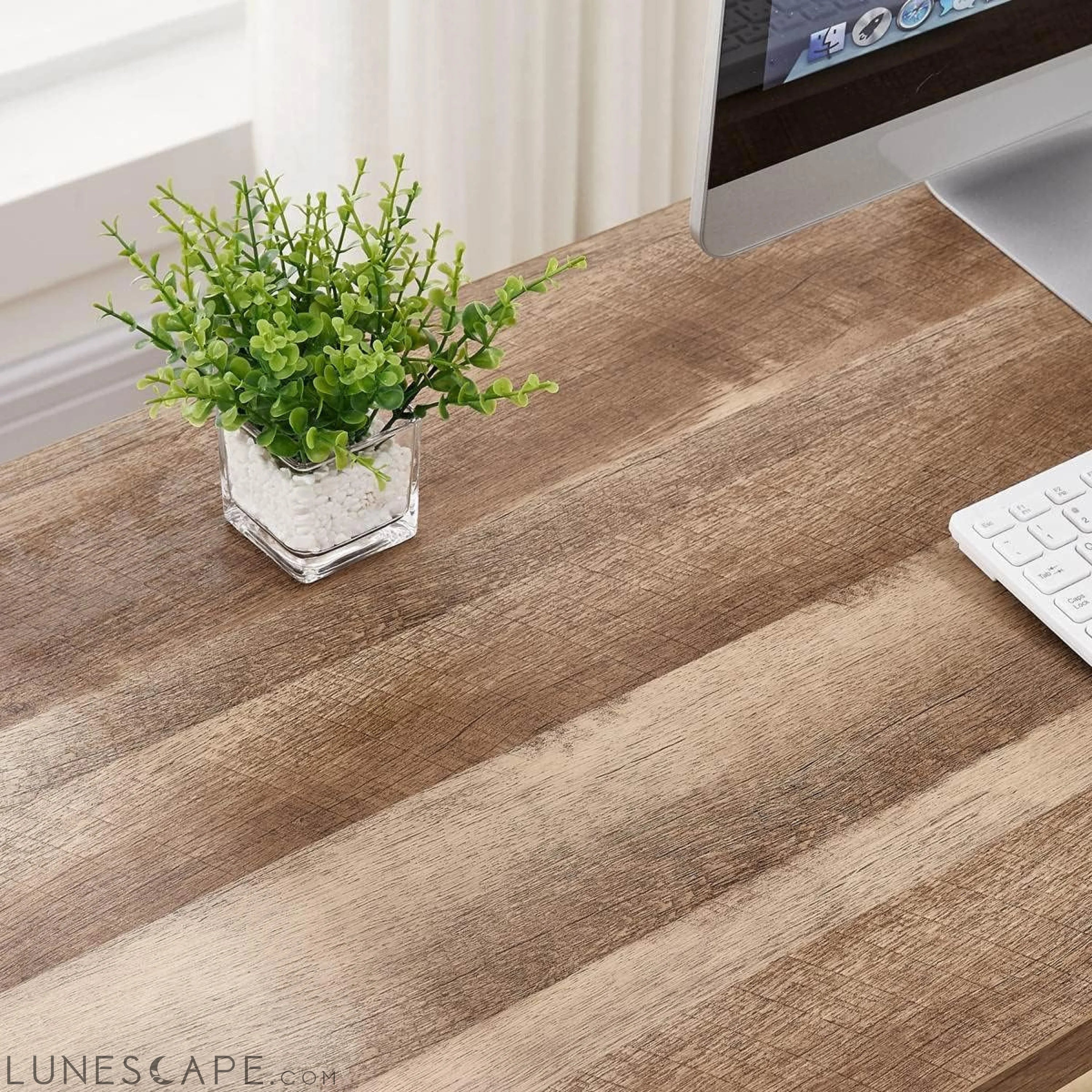 Rustic Industrial L-Shaped Office Desk with Shelves LUNESCAPE
