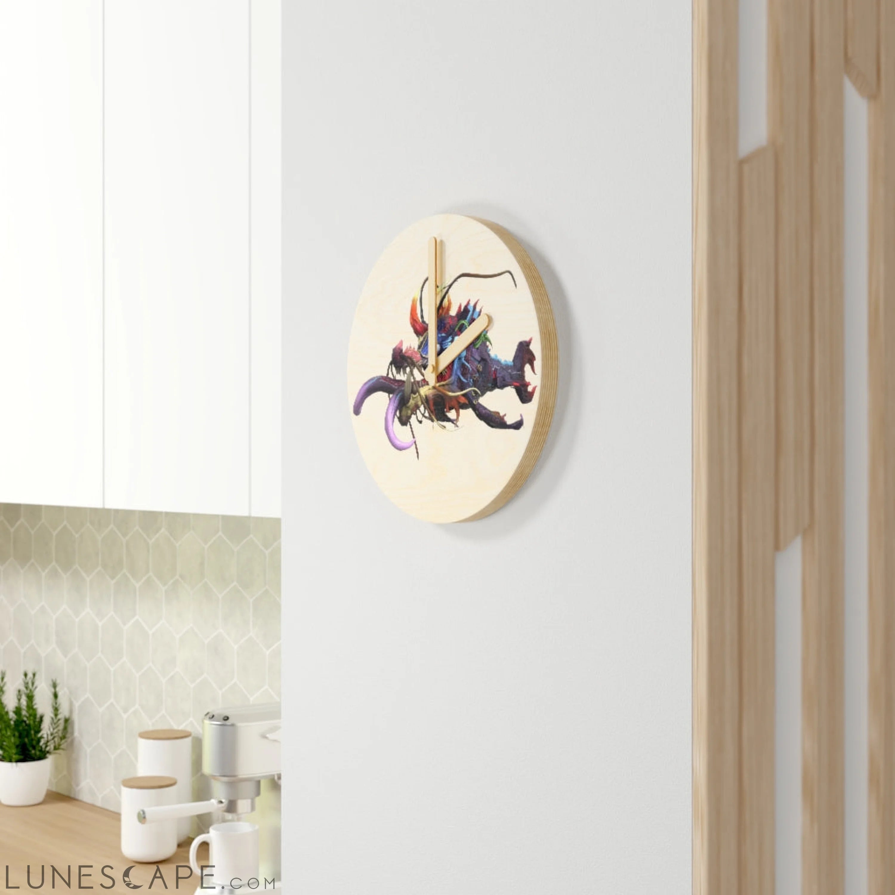 Ryuuk the Fish Dragon God Wooden Wall Clock LUNESCAPE